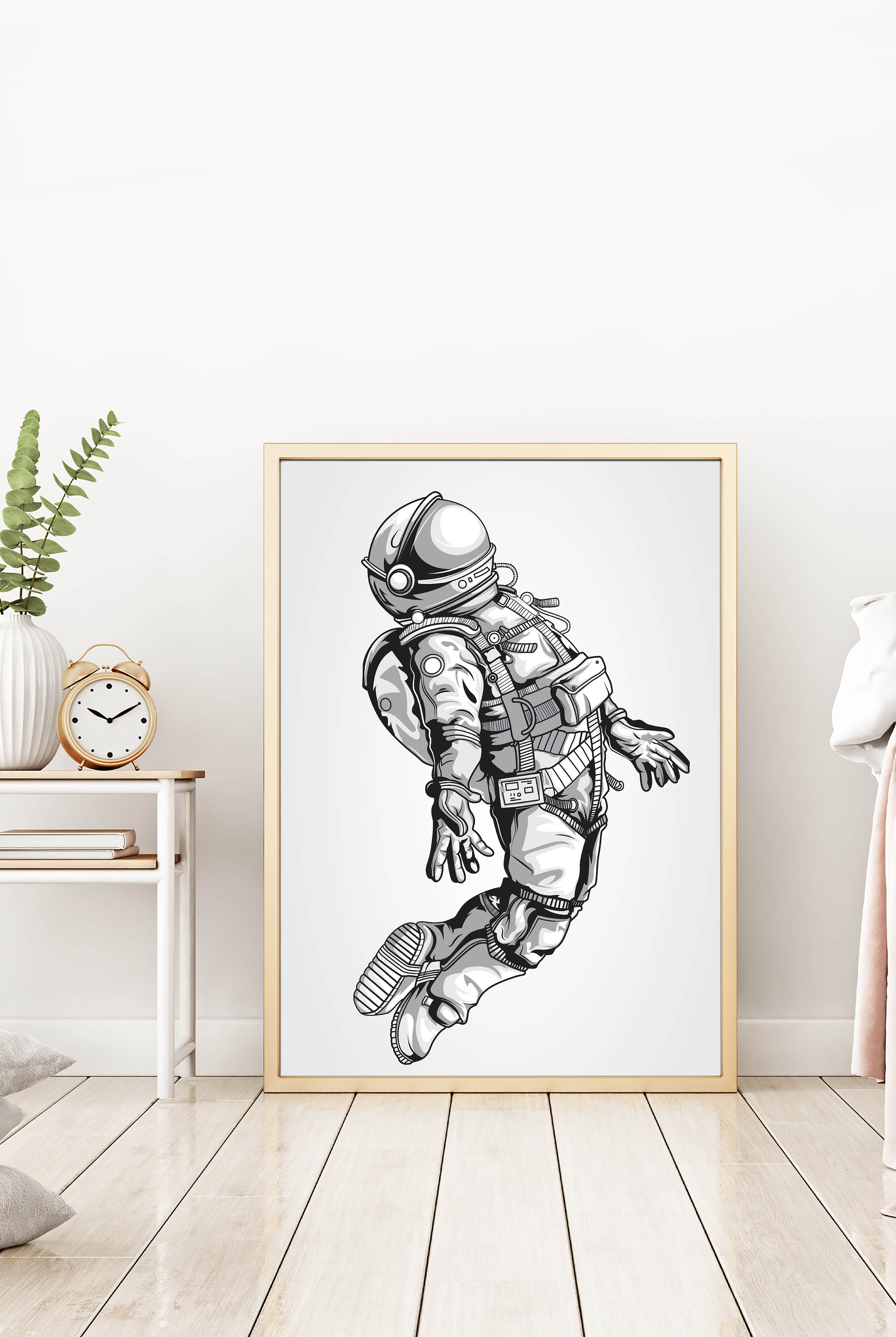 Astronaut Schwerelos Illustration Kunstdruck Poster P0446