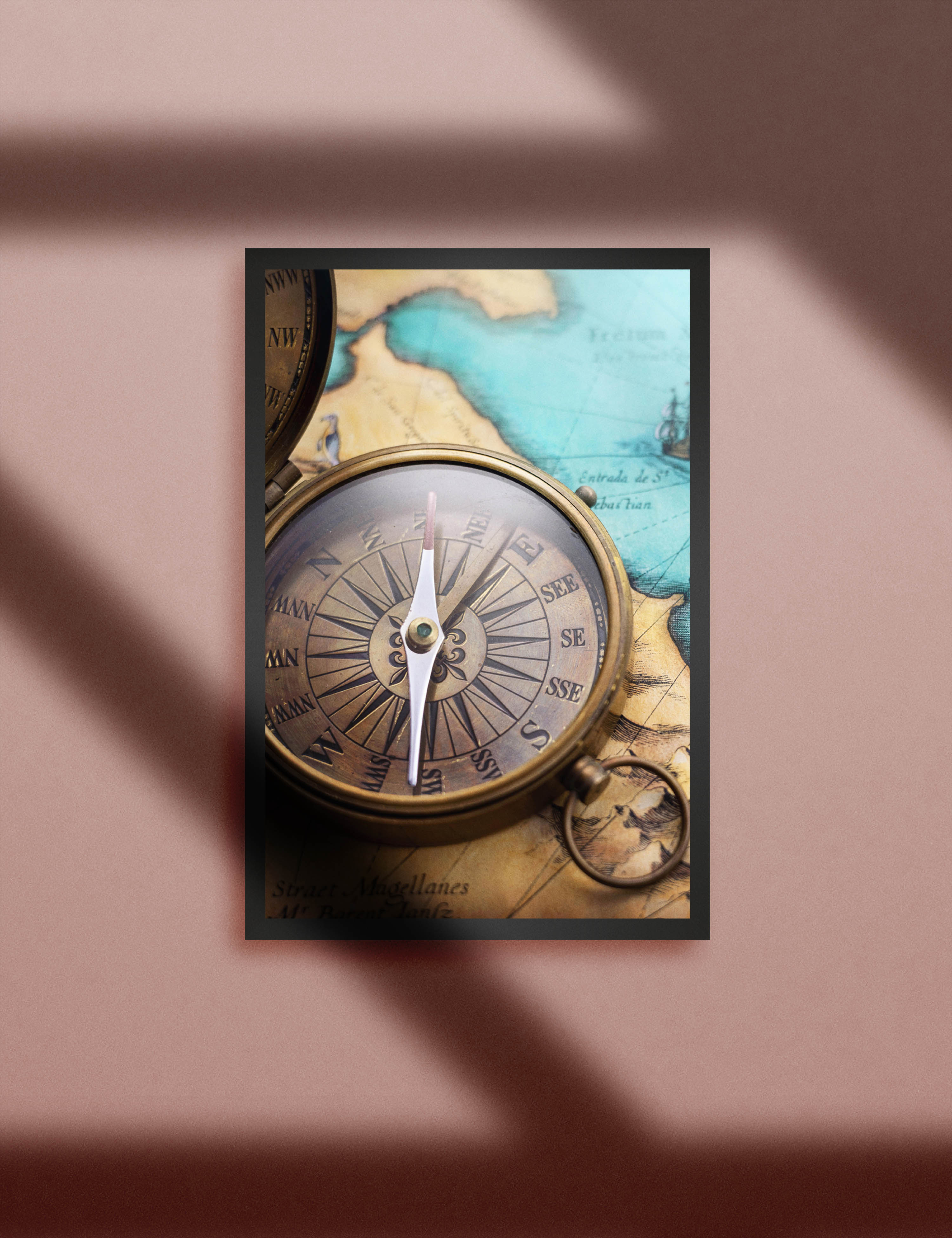 Landkarte Kompass Küste Retro Poster P0060