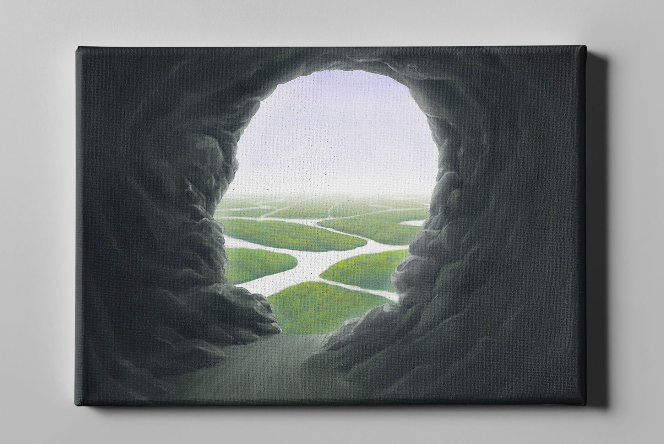 Surreal Höhle Eingang In Kopfform Landschaft Leinwand L0284