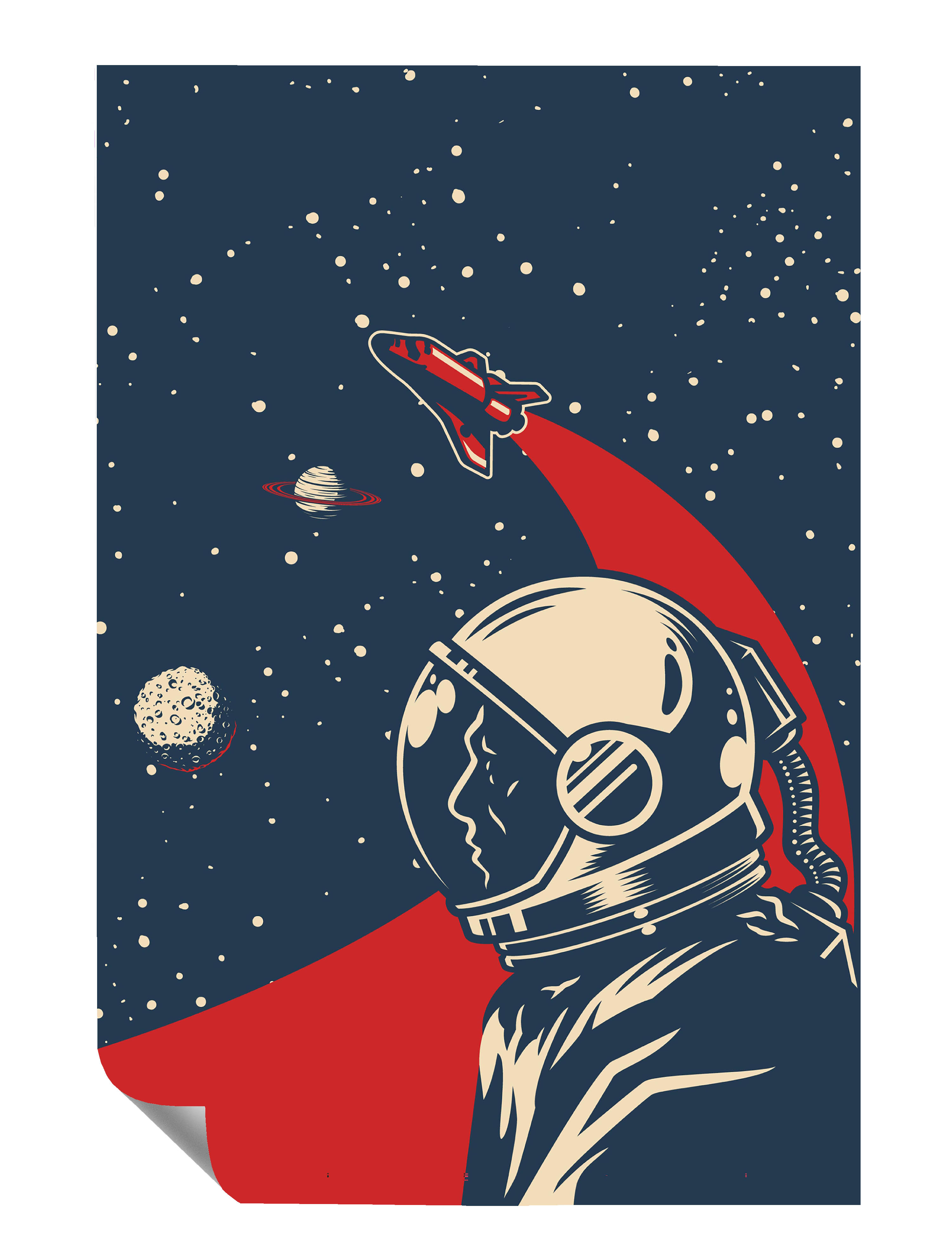 Astronaut Space Shuttle Weltall  Illustration Kunstdruck Poster P0460