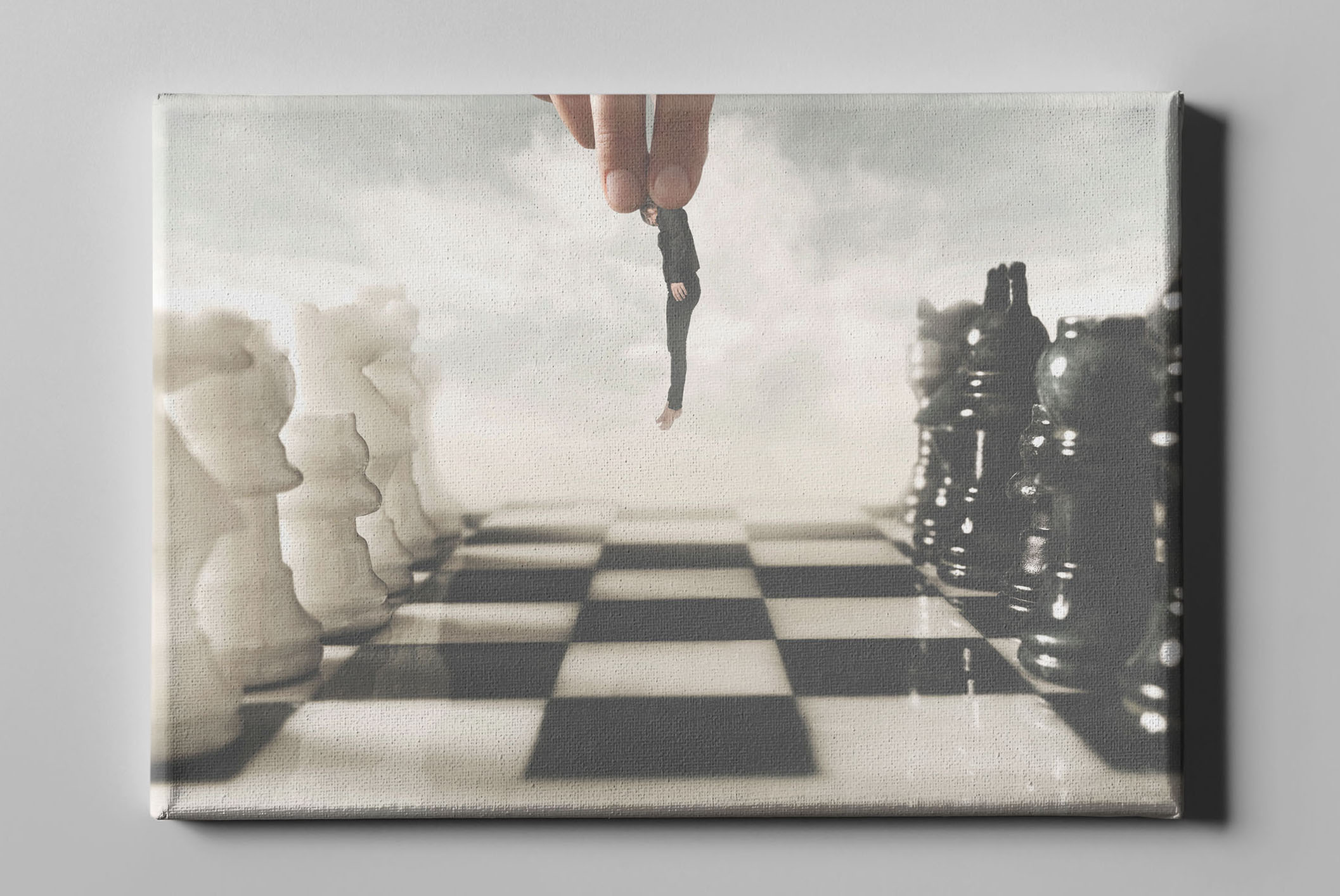 Surreal Schachbrett Spielzug Mensch Hand Gottes Leinwand L0283