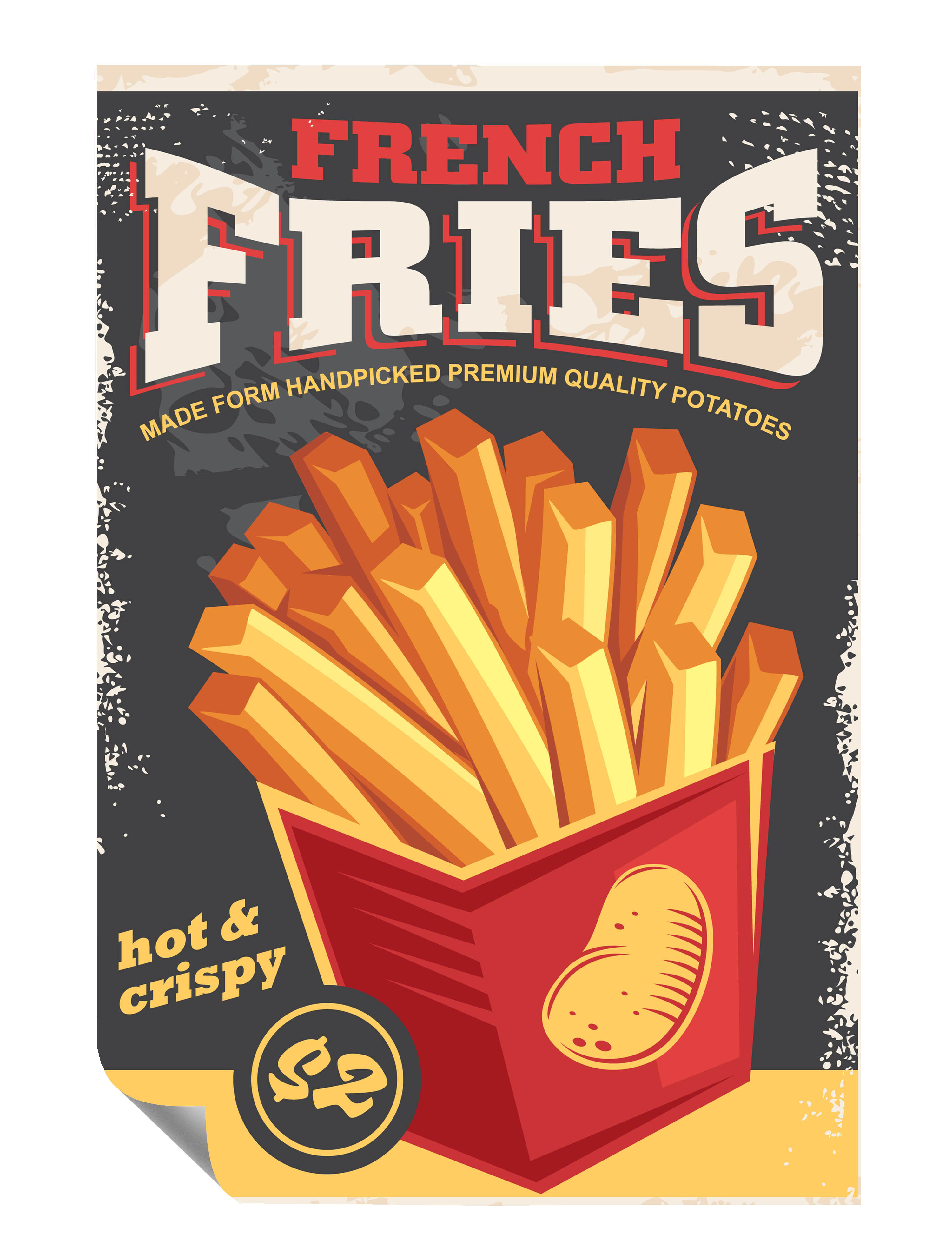 Vintage French Fries Plakat Kunstdruck Poster P0205