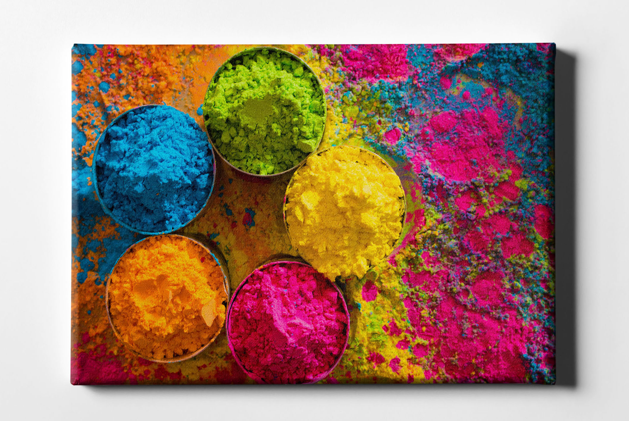 Farben Holi-Fest bunte Farbpulver Dosen auf buntem Farbpulver Leinwand L0183