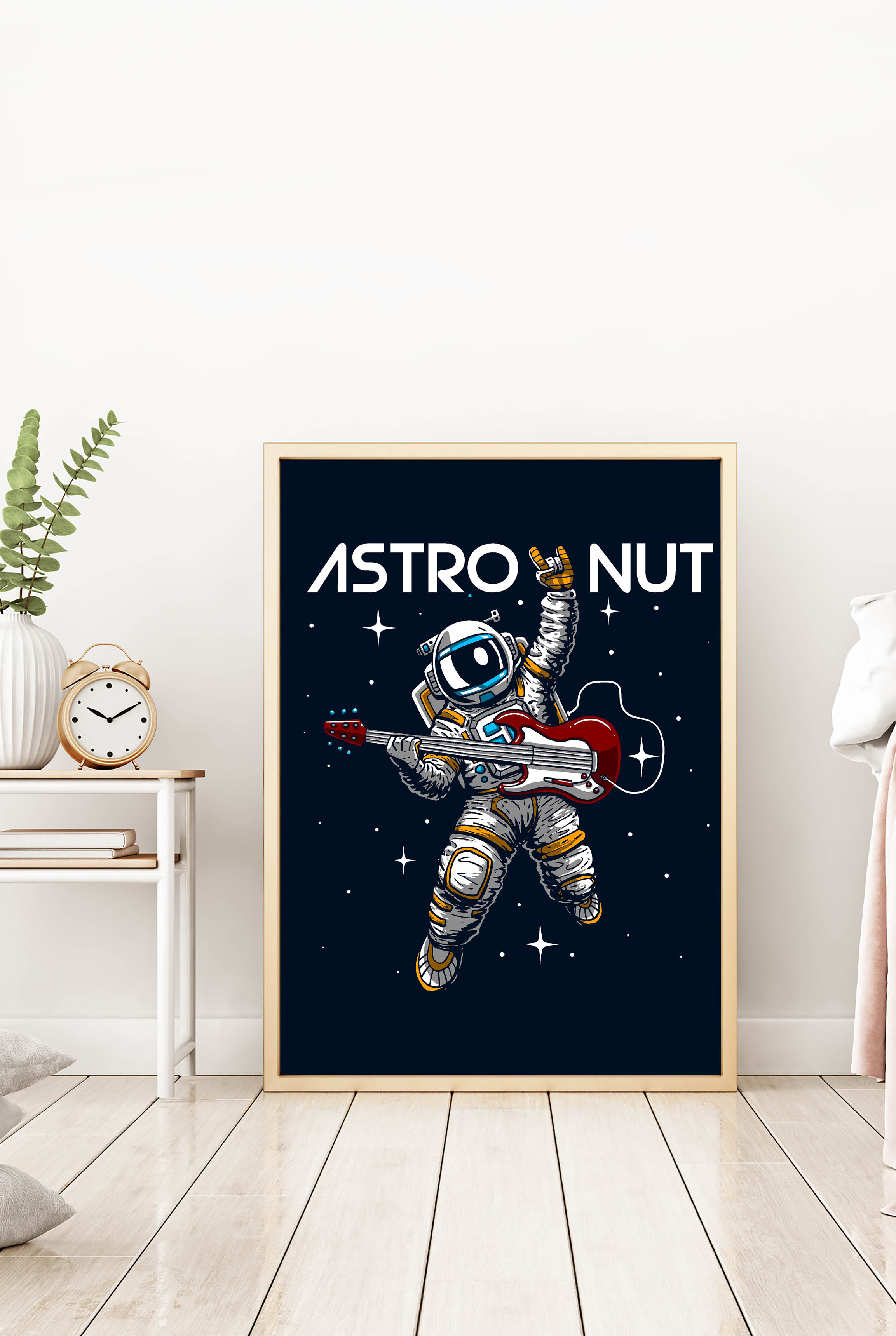 Astronaut Gitarre Weltall Kunstdruck Poster P0510