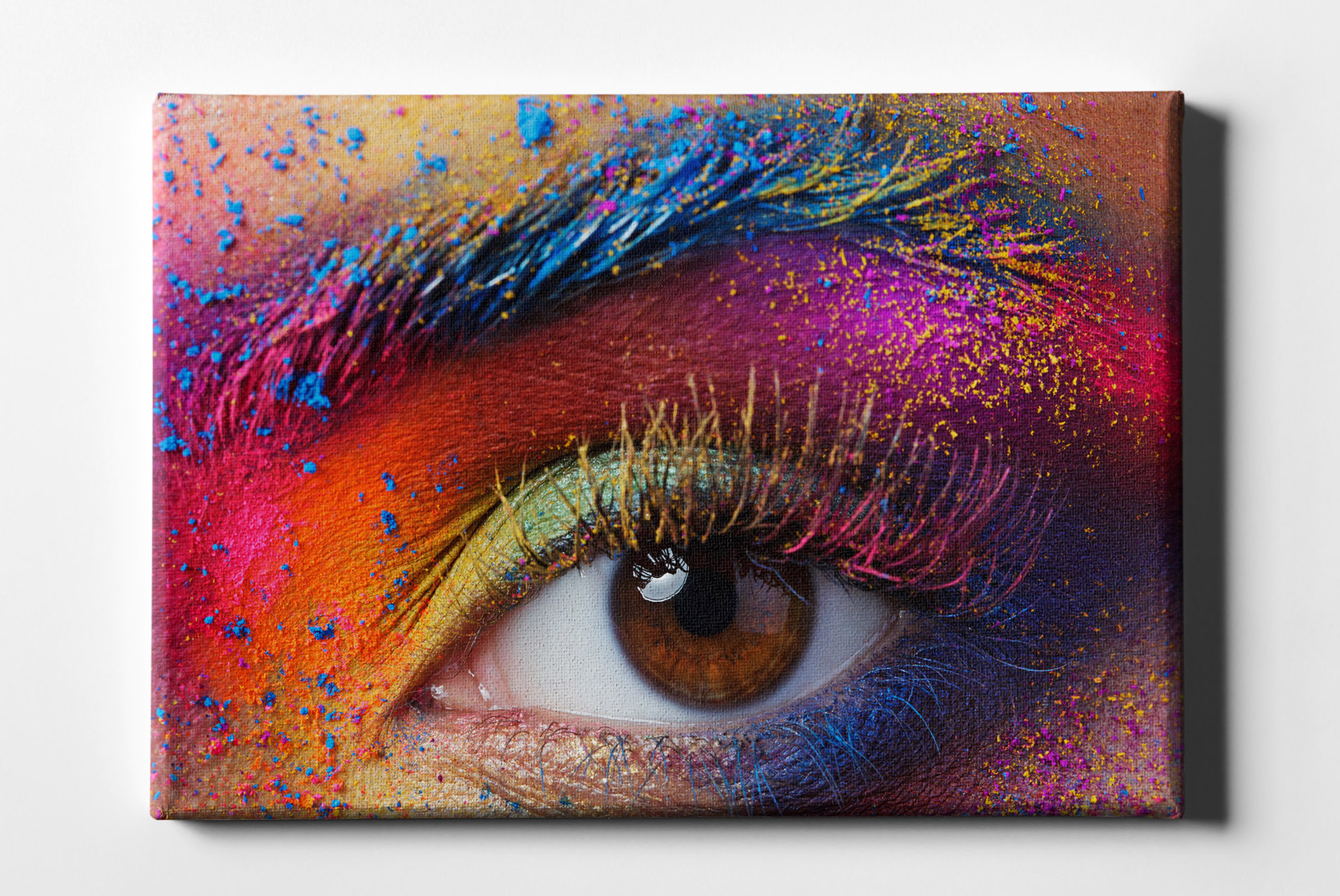 Farben Auge mit Farbpulver geschminkt Leinwand L0177