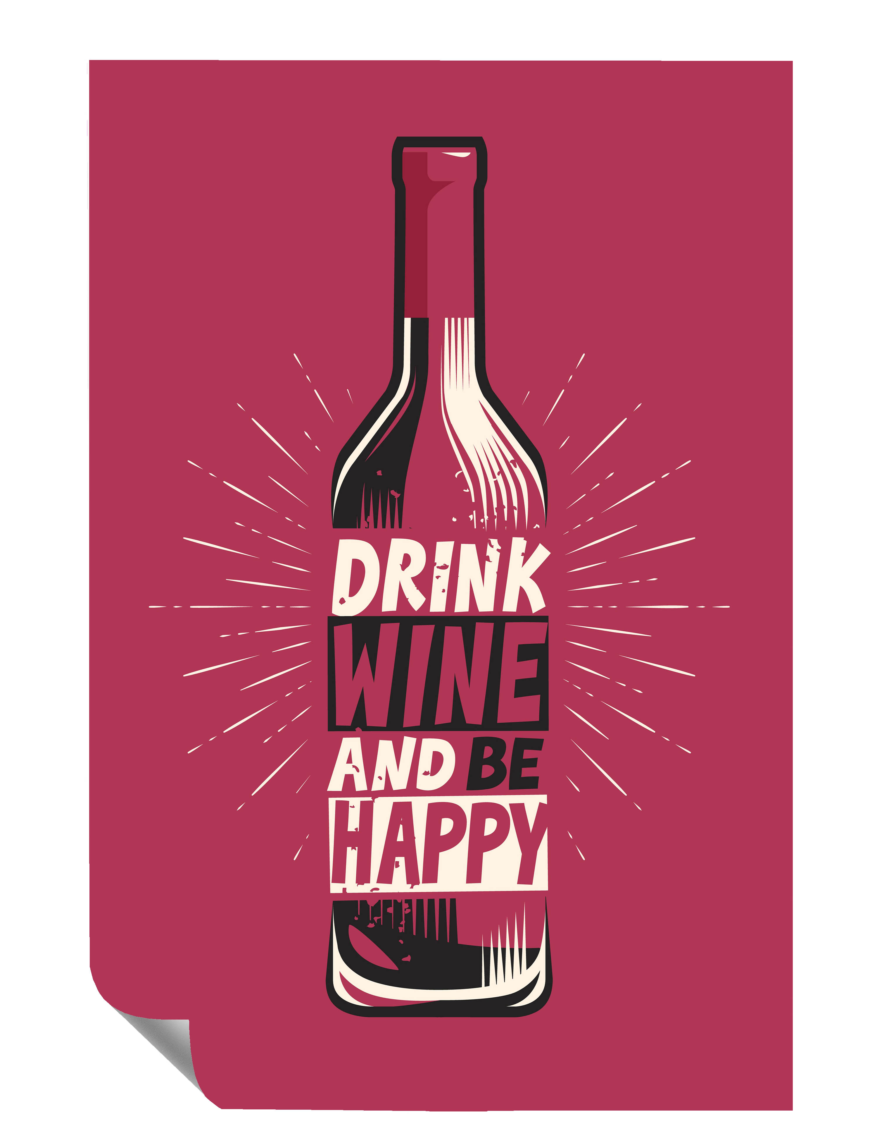 Zeichnung Weinflasche Spruch Rot Poster P0057
