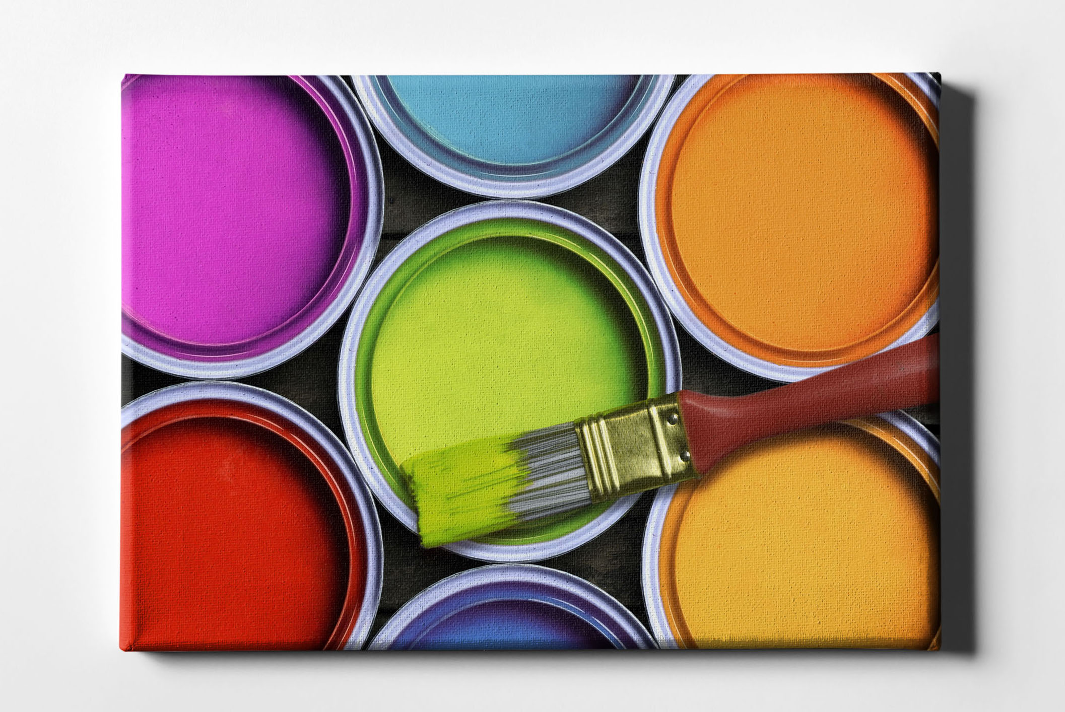 Farben bunte Farbtöpfe mit Pinsel Leinwand L0181