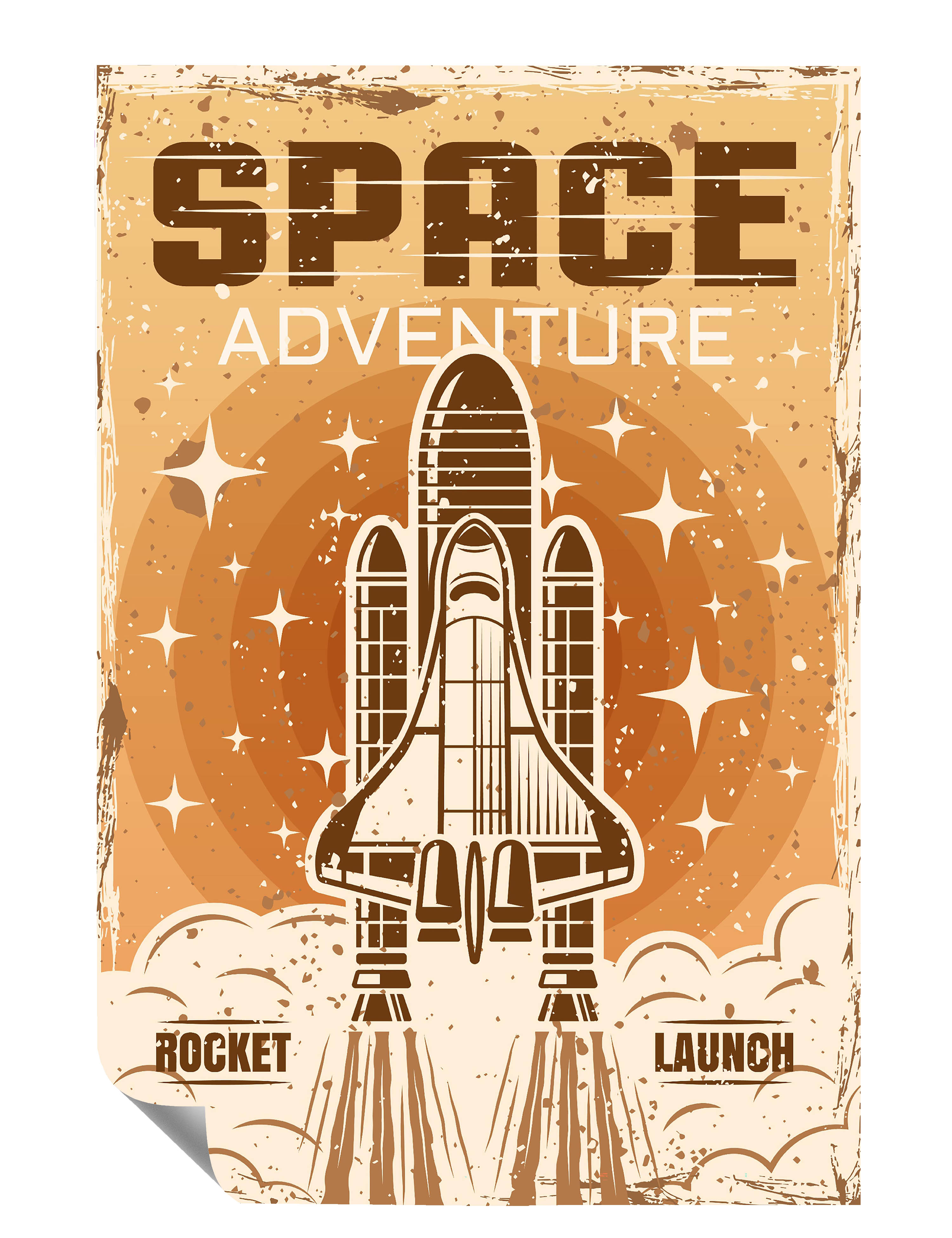 Space Shuttle Retro Illustration Poster P0418