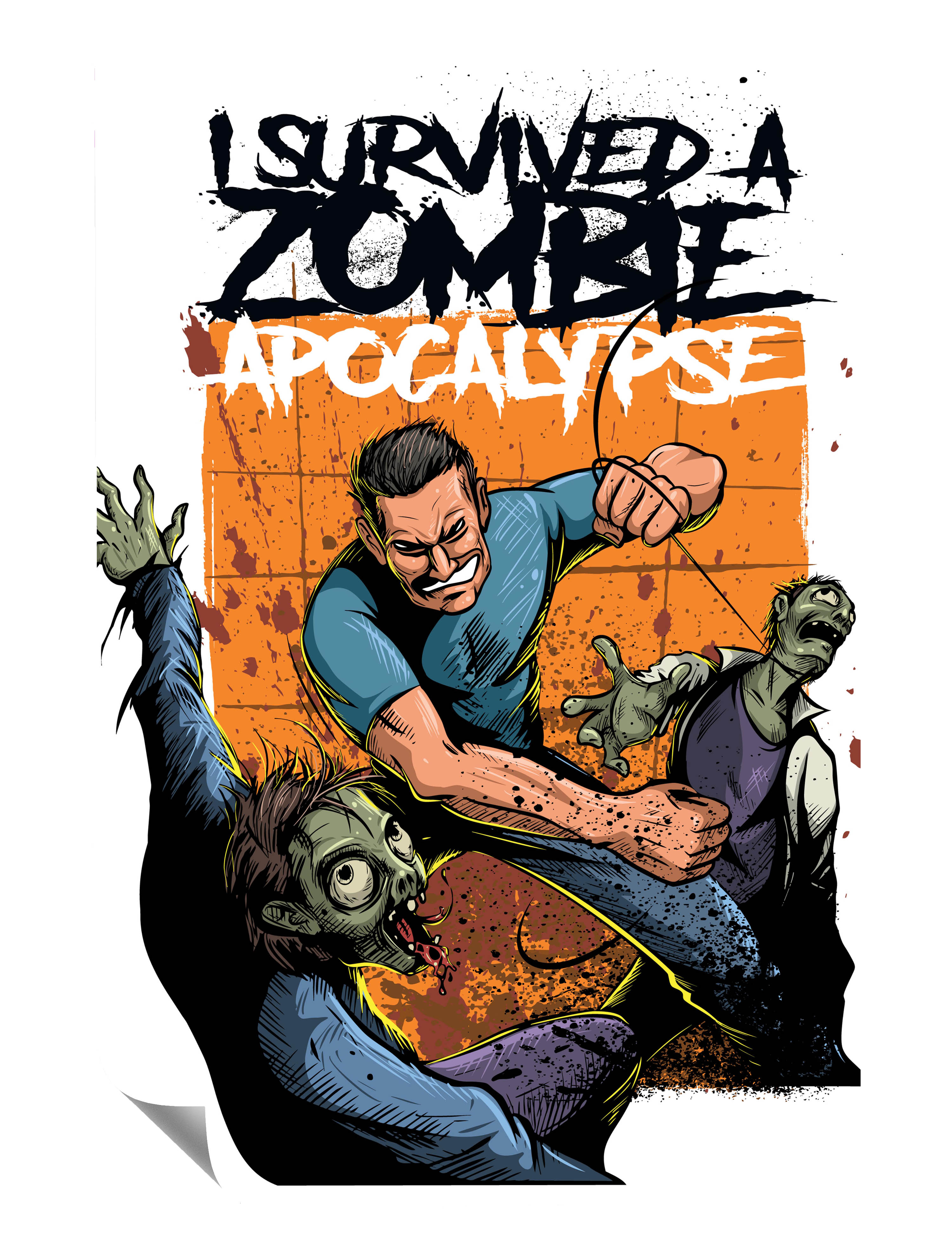 Zombie Mann Faustschlag Survived Apokalypse  Poster P0010