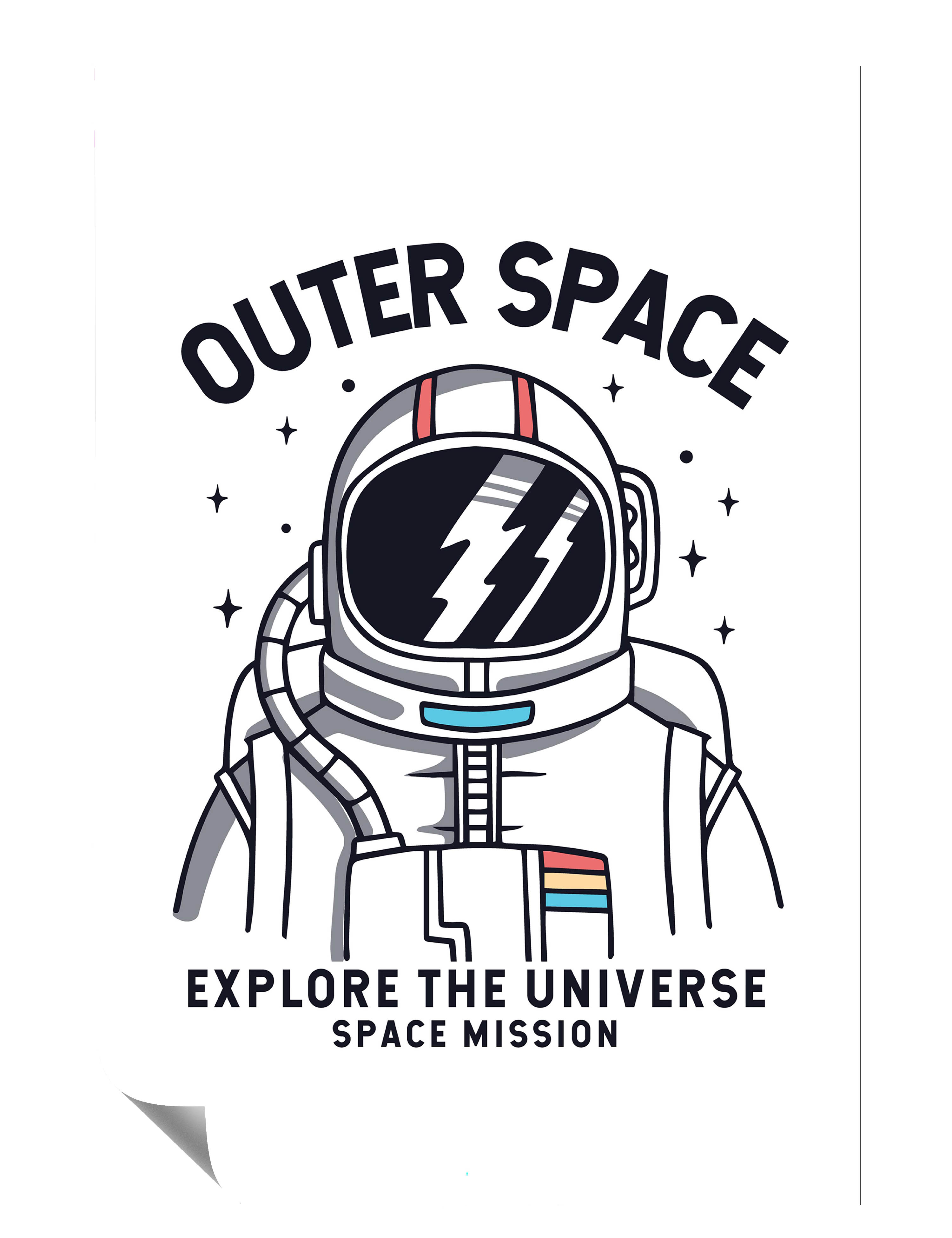 Astronaut Outer Space Illustration Kunstdruck Poster P0452