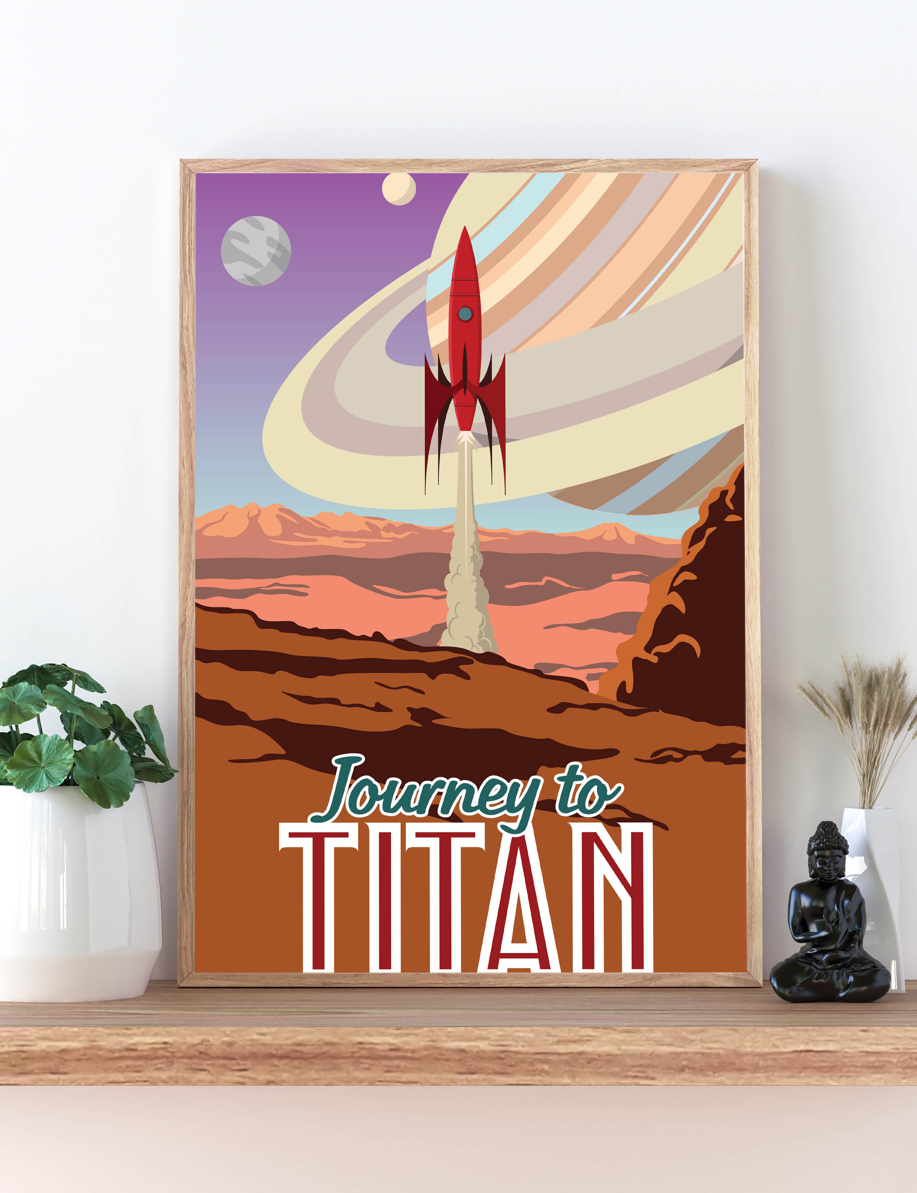 Retro Raketen Start Planet Poster P0429