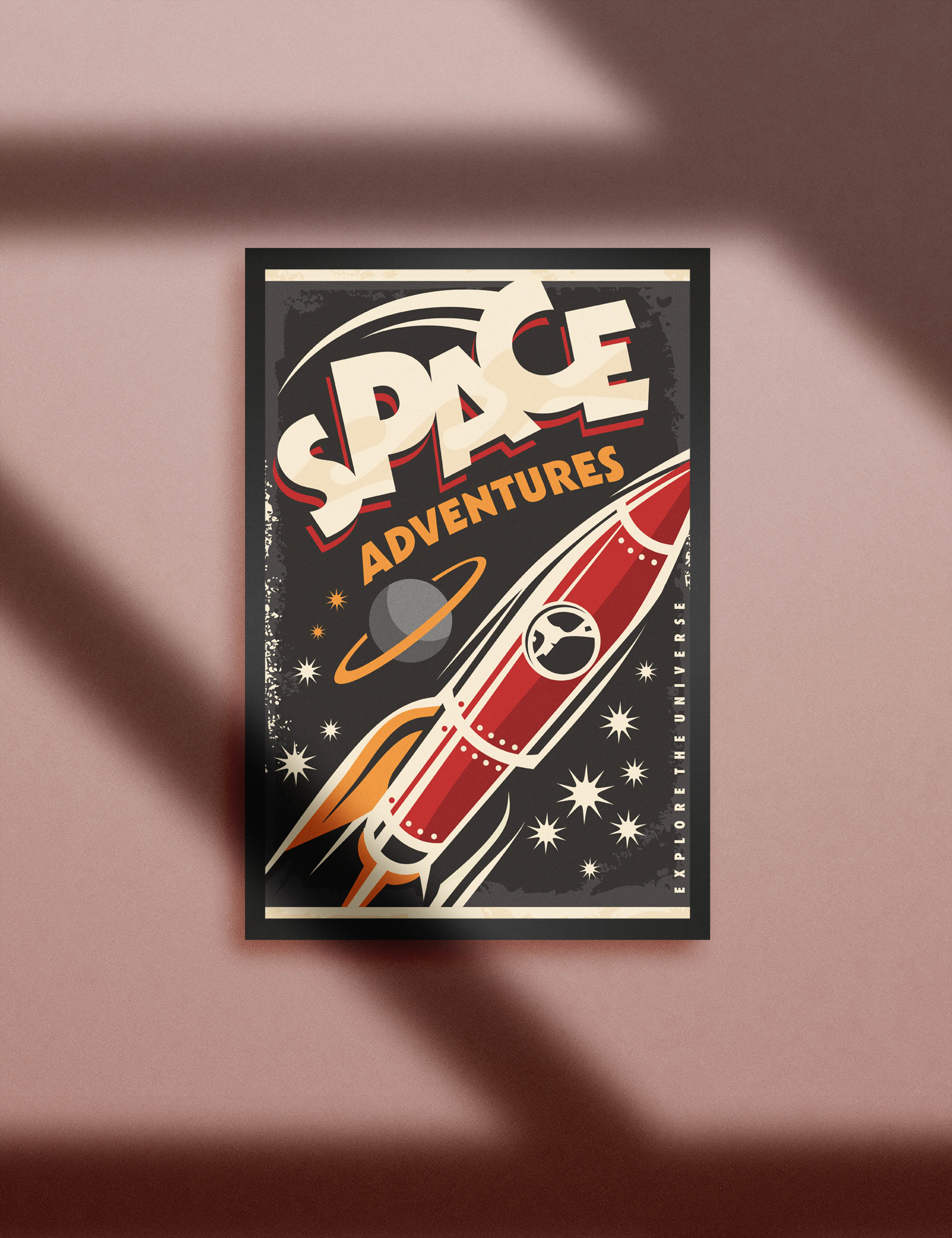 Retro Space Rakete  Illustration Poster P0420