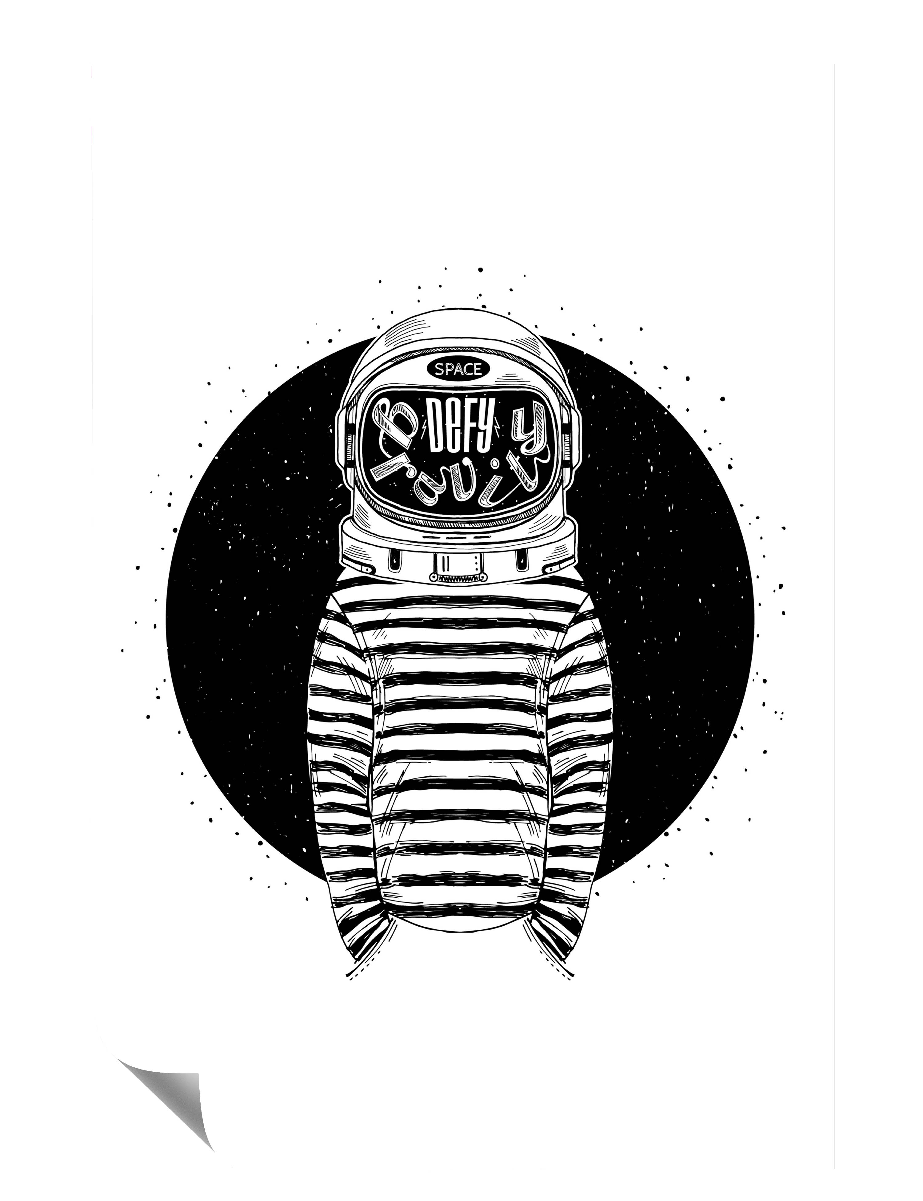Astronaut Defy Gravity Illustration Kunstdruck Poster P0453