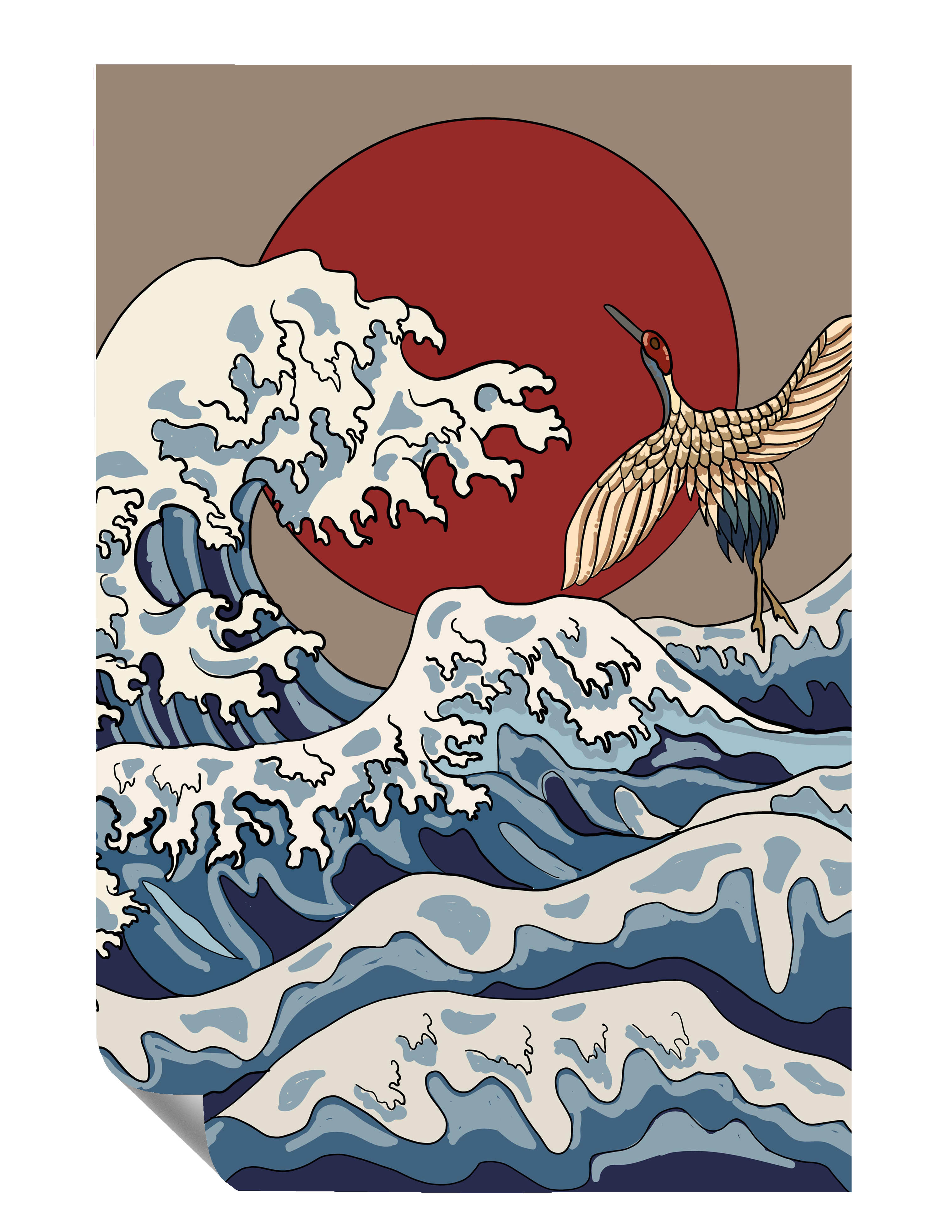 Große Welle Storch Sonne Poster P0061