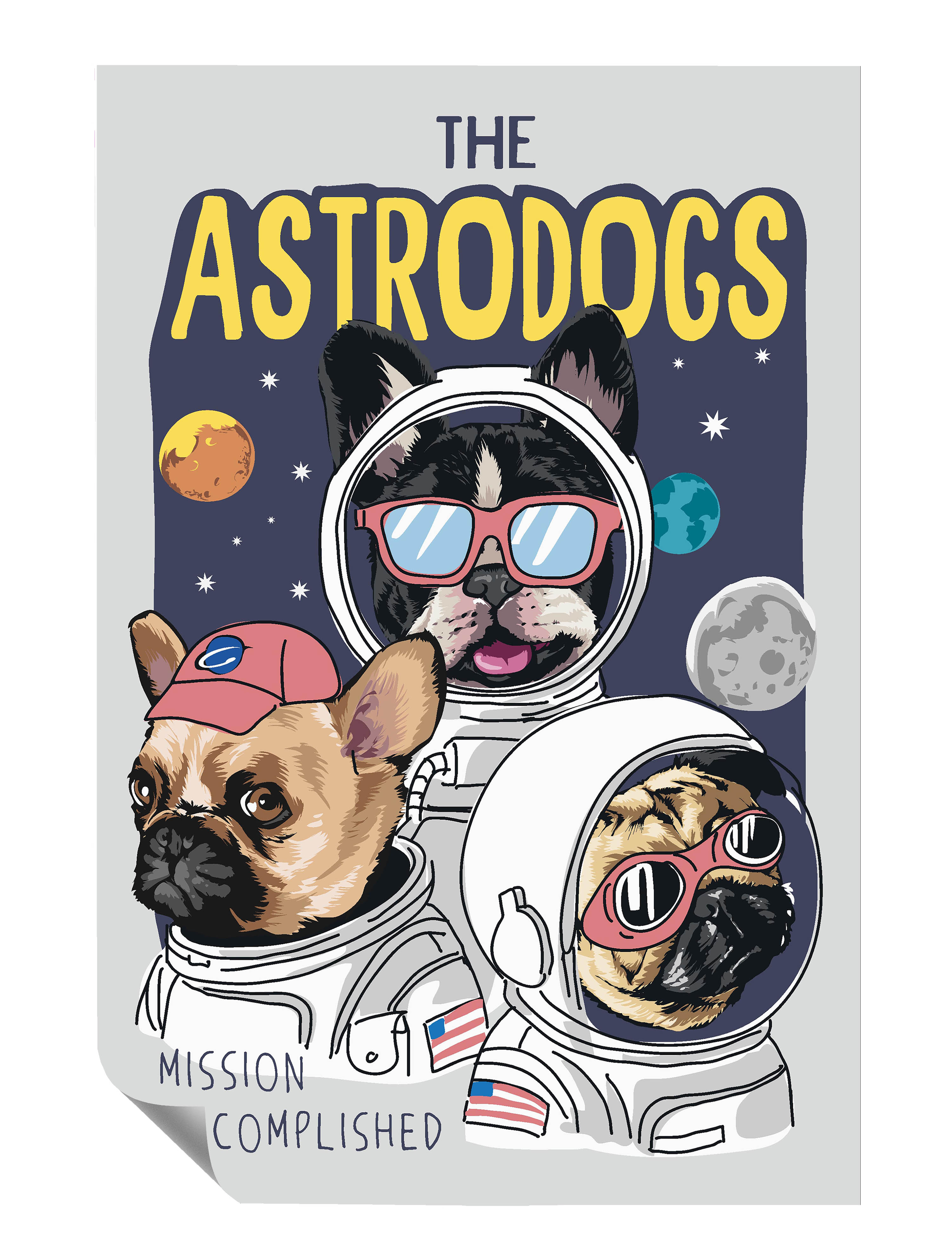 Astronauten Astrodogs Hunde Weltall Kunstdruck Poster P0511