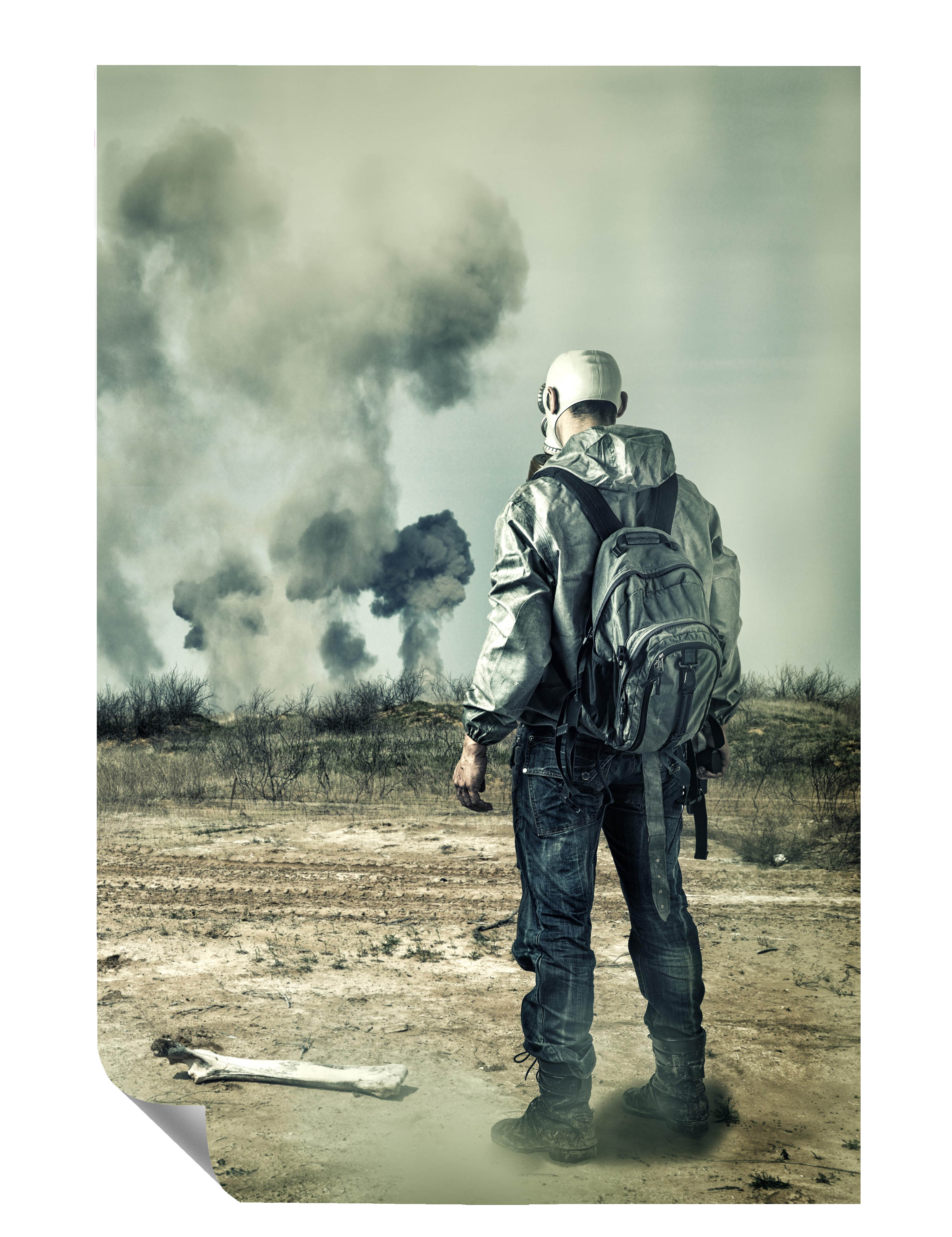 Überlebender Gasmaske Rucksack Explosion Poster P0008
