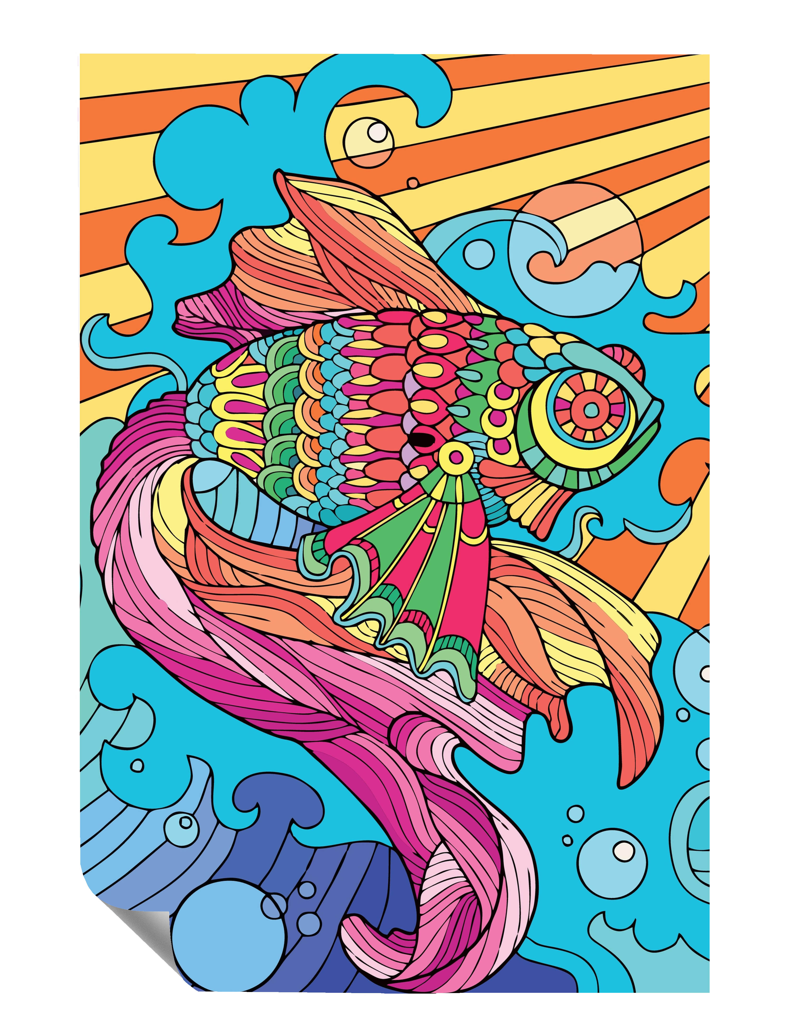 Bunter Fisch Wellen Sonnenschein Poster P0024