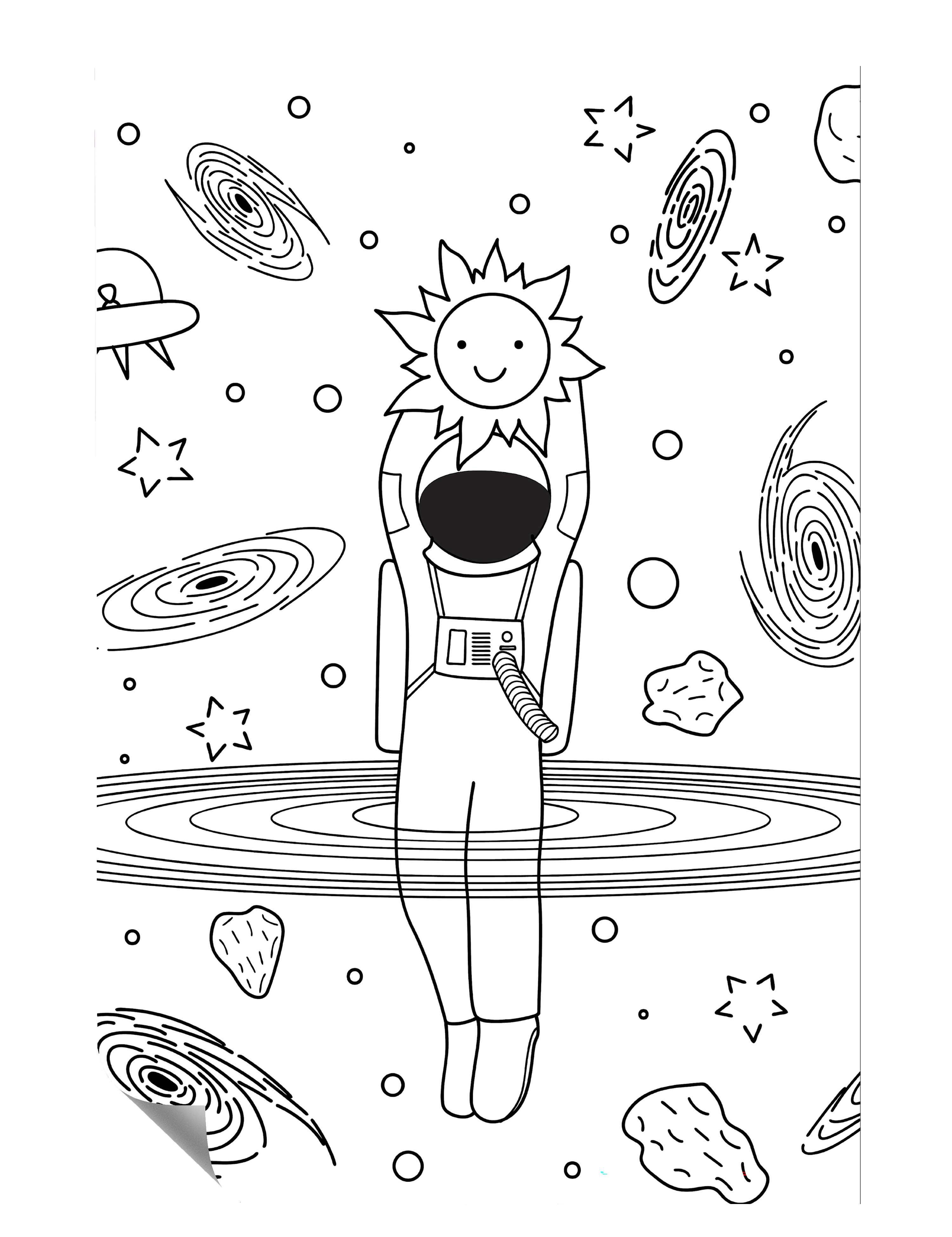 Astronaut Galaxyen Sonne Illustration Kunstdruck Poster P0442