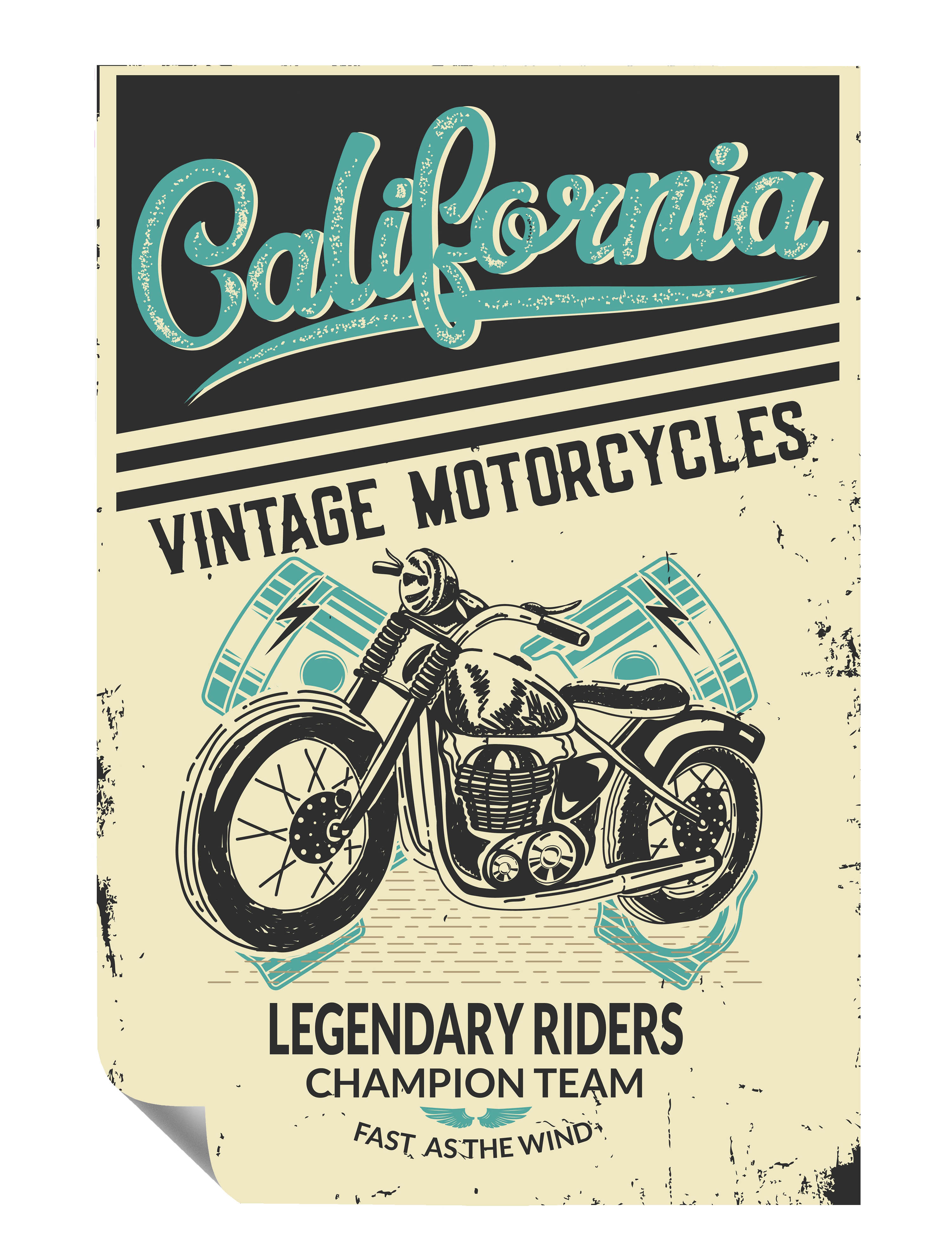 Vintage Motorrad California Kunstdruck Poster P0405