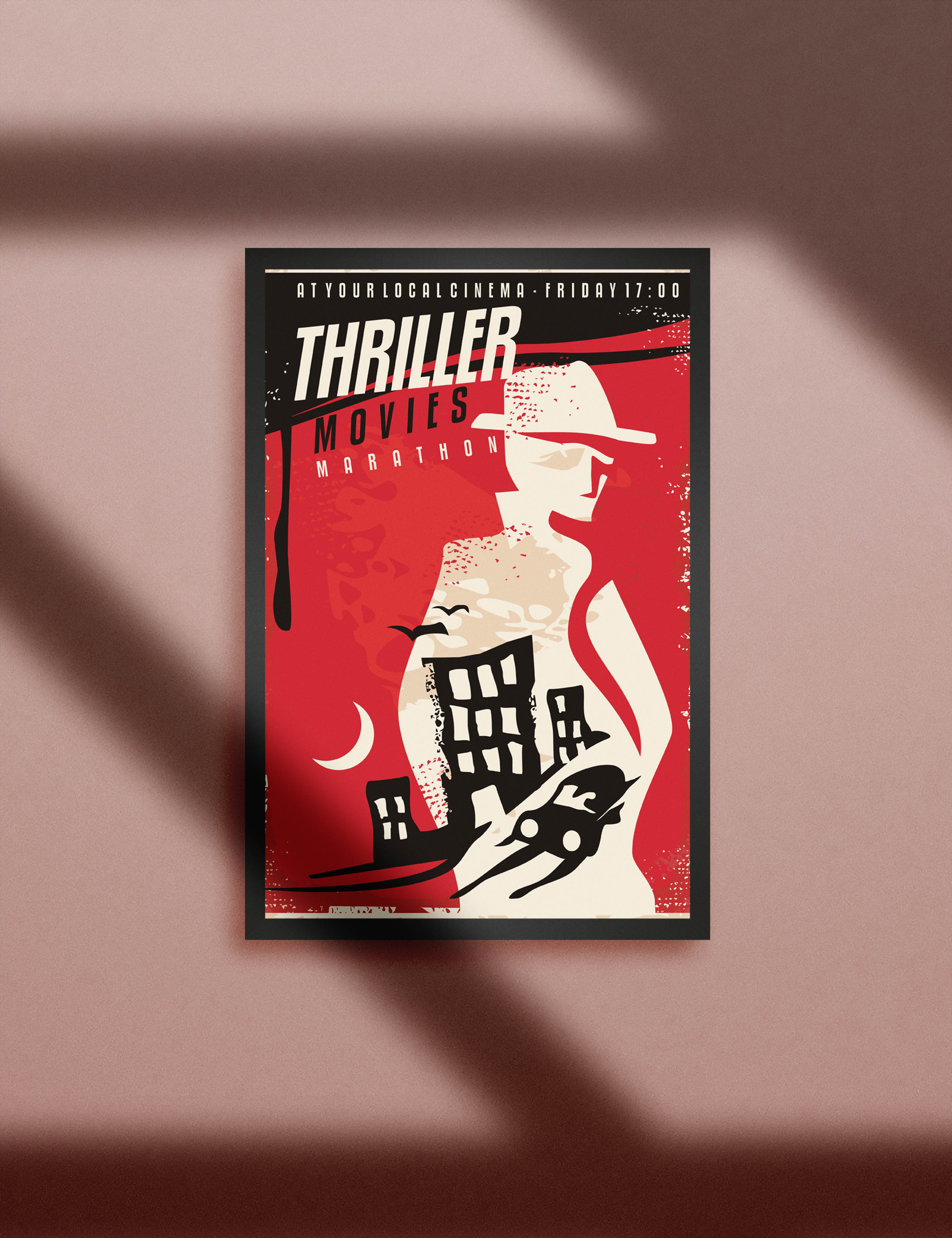 Retro Thriller Movie  Marathon Vintage Kunstdruck Poster P0417