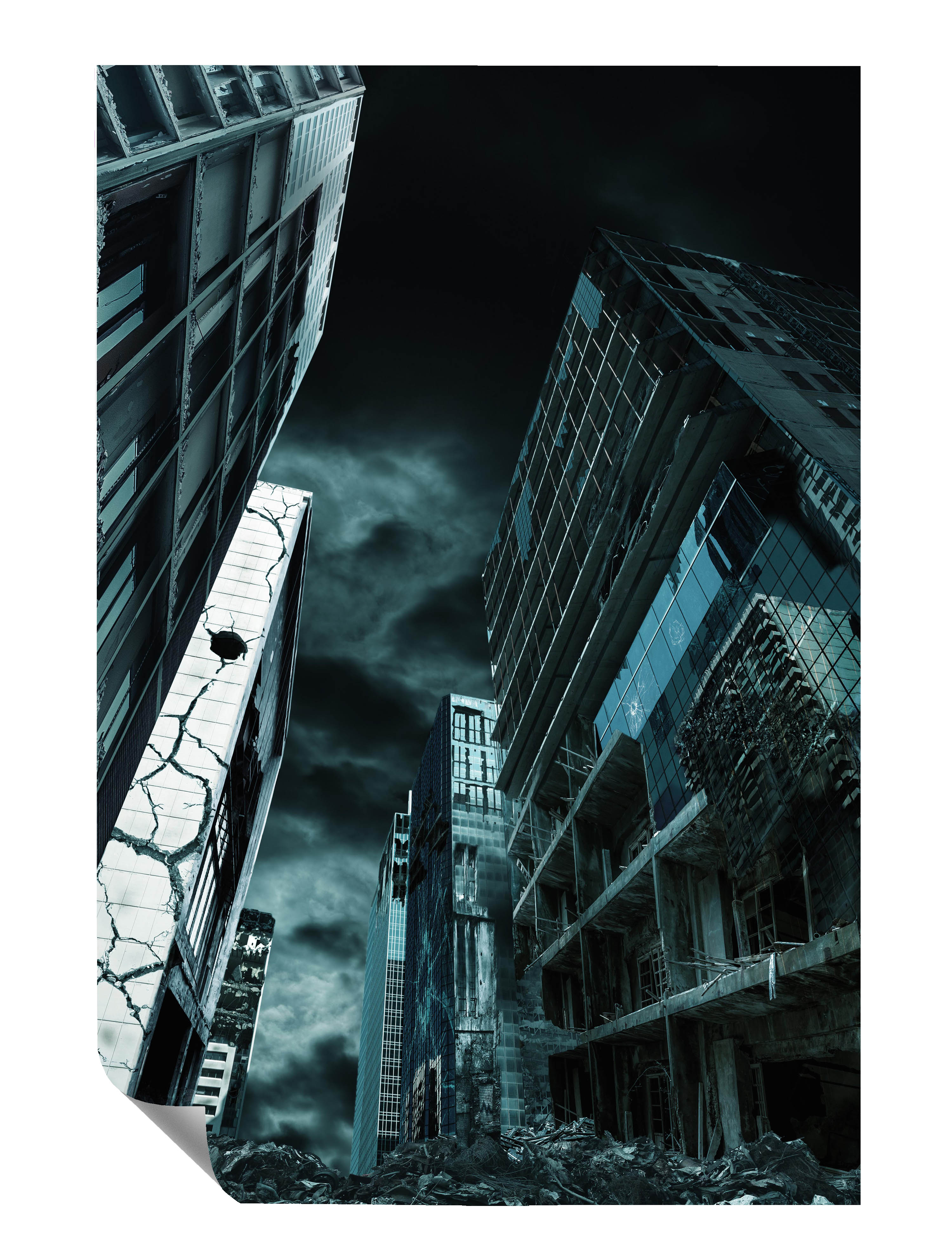 Zerstörte Gebäude Wolken Himmel Poster P0018