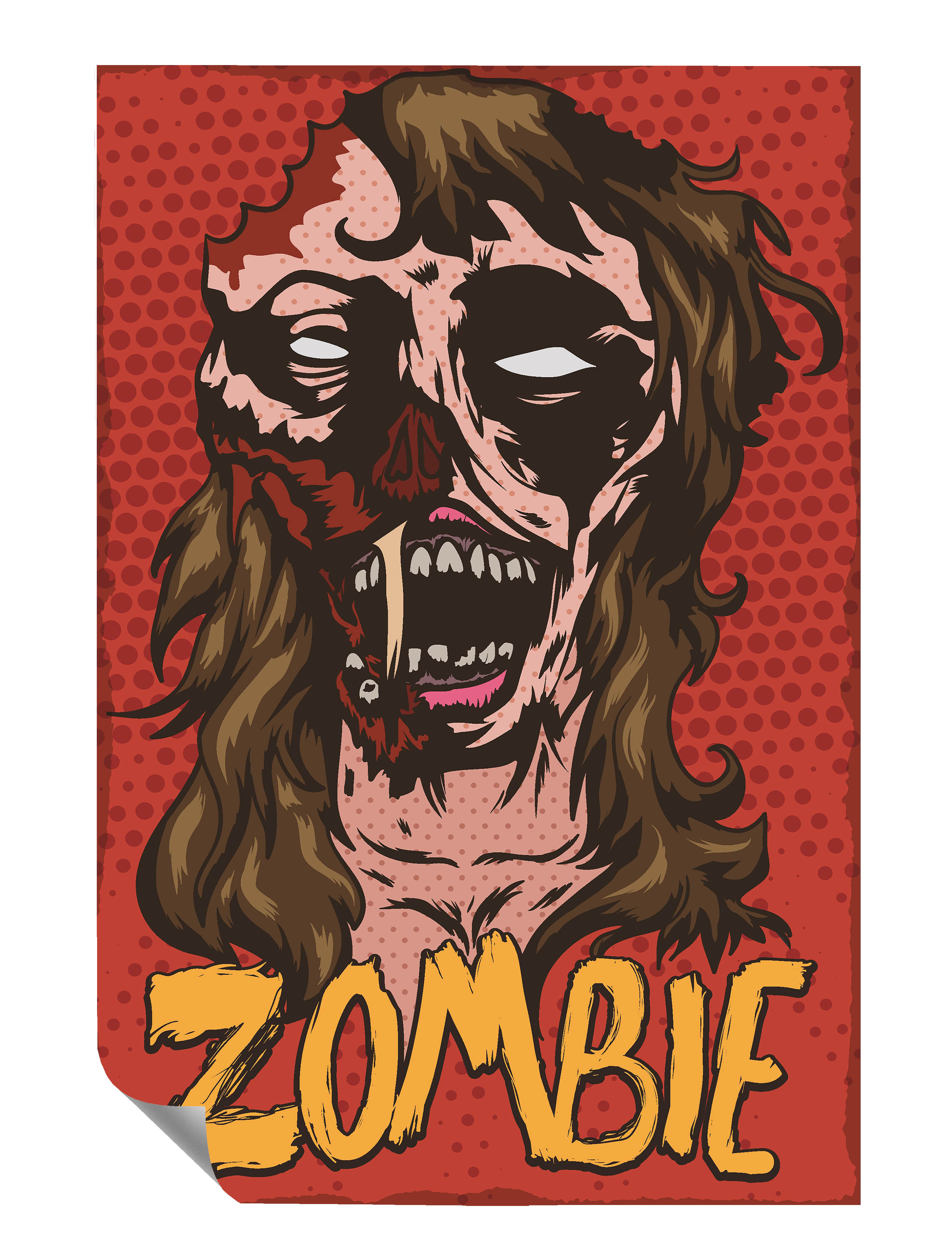 Zombie Kopf roter Hintergrund Poster P0004