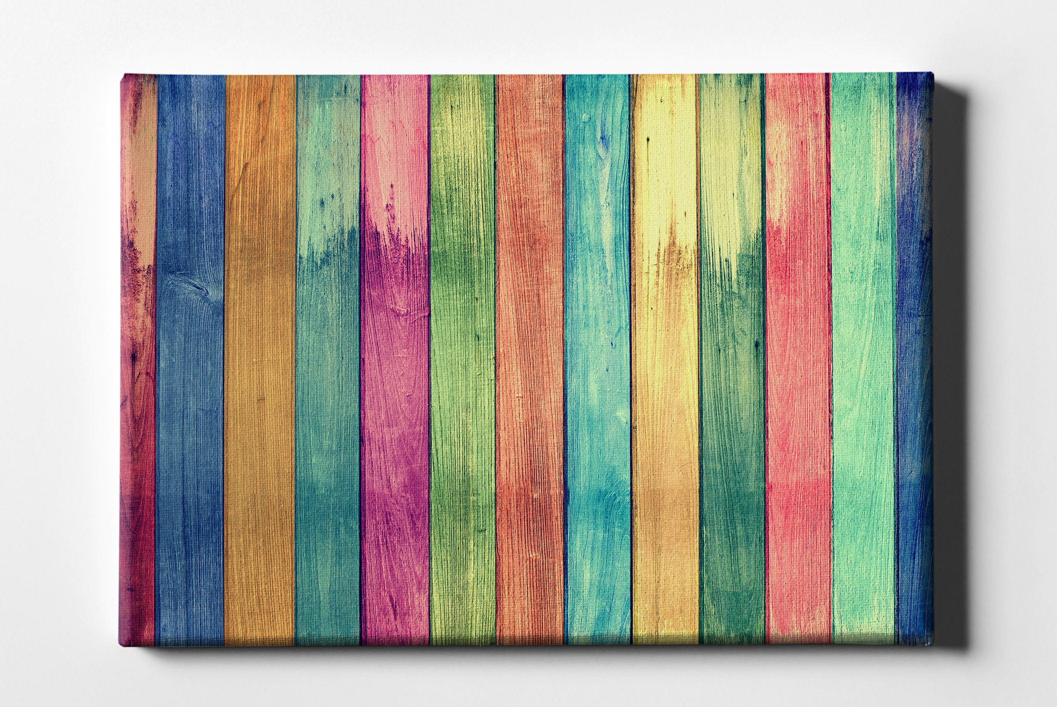 Farben bunte Holzbretterwand mit Maserung Leinwand L0171