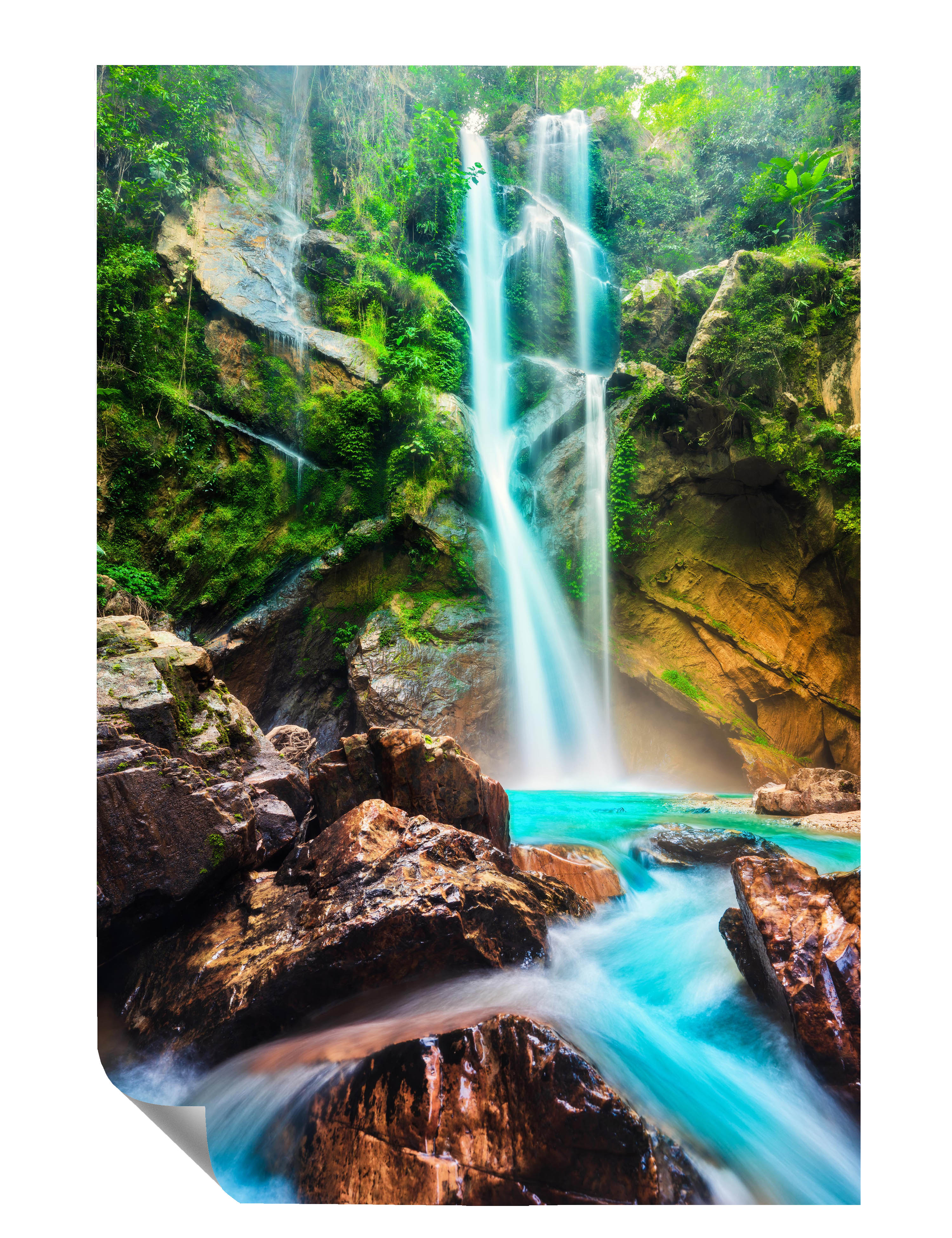 Wasserfall Wasserfälle Felsen Himmel Fluss Poster P0387