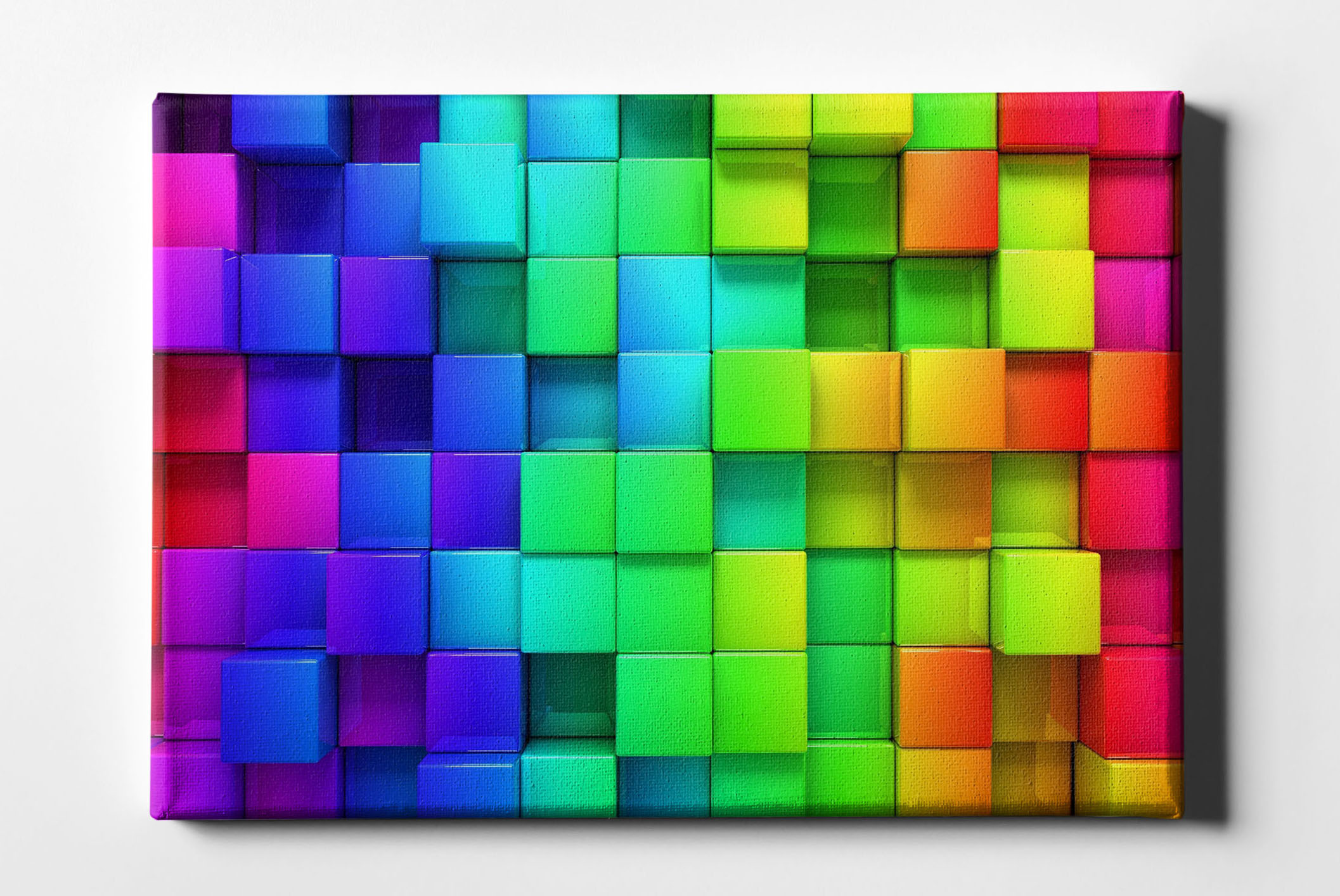 Farben bunte Quaderwand Schachbrett Regenbogen Leinwand L0182