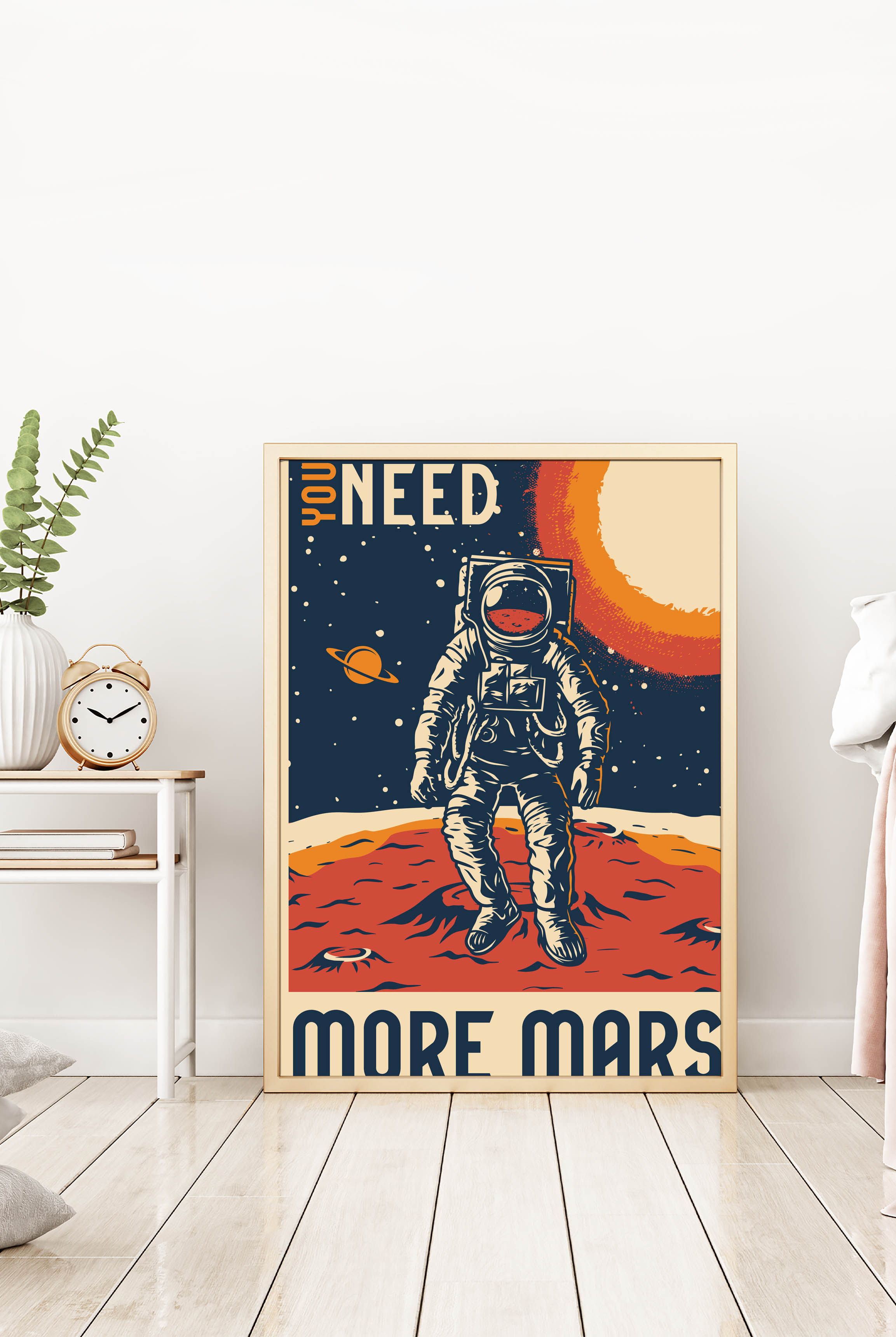 Retro Astronaut  Mars Illustration Poster P0425