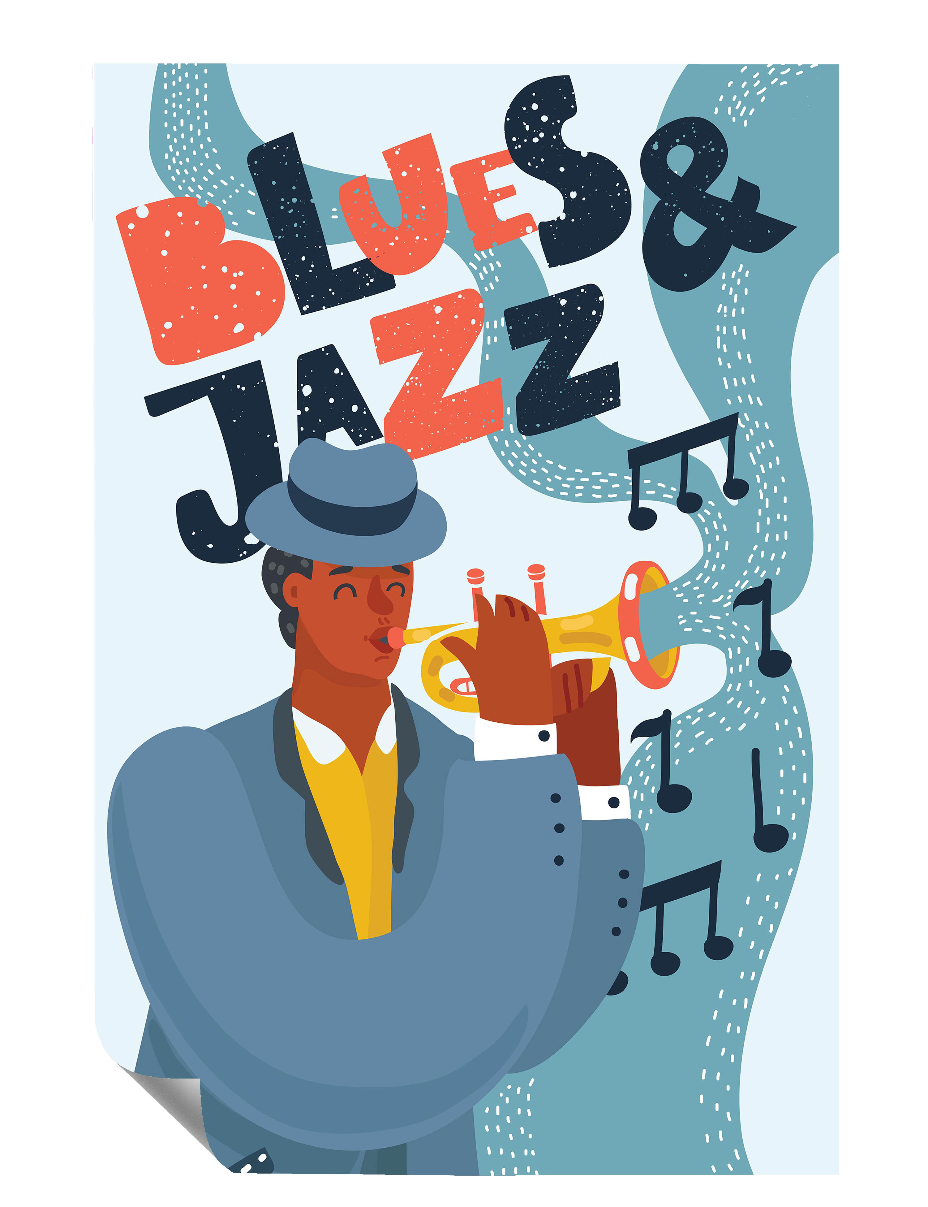 Blues Jazz Trompeter Noten Kunstdruck Poster P0344