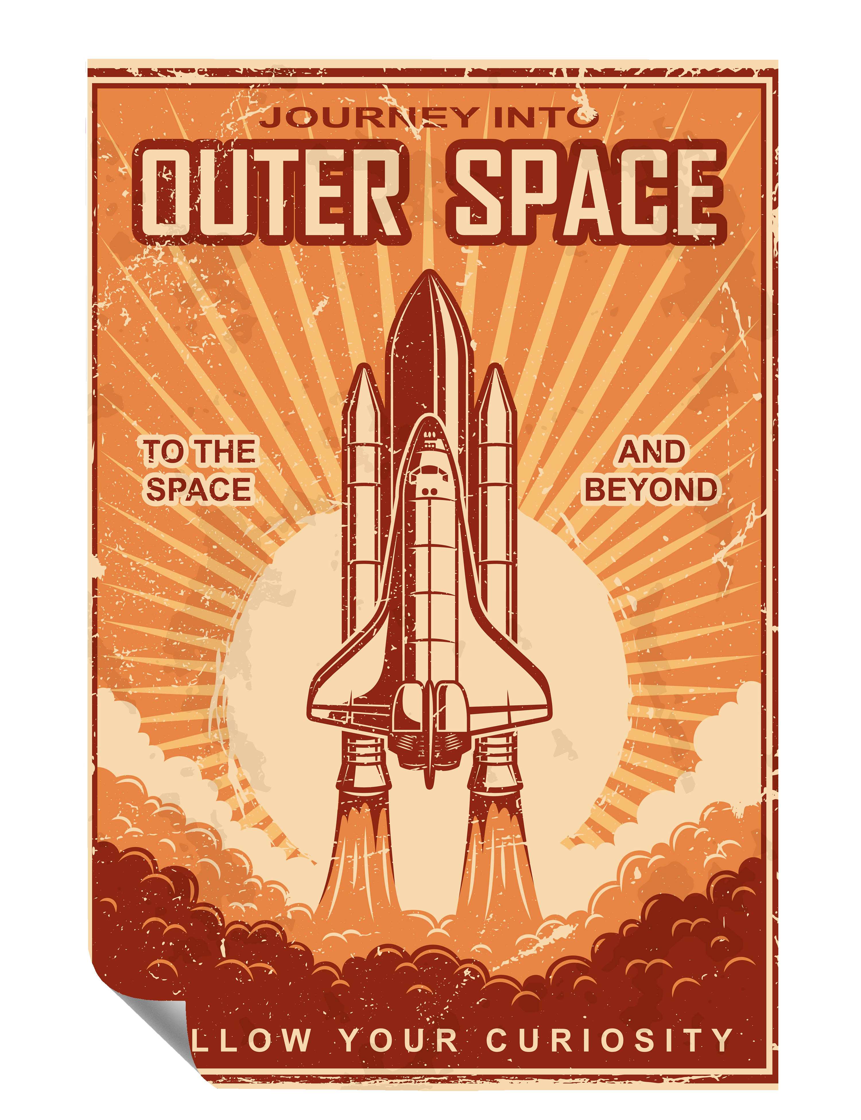 Space Shuttle Start Illustration Poster P0428