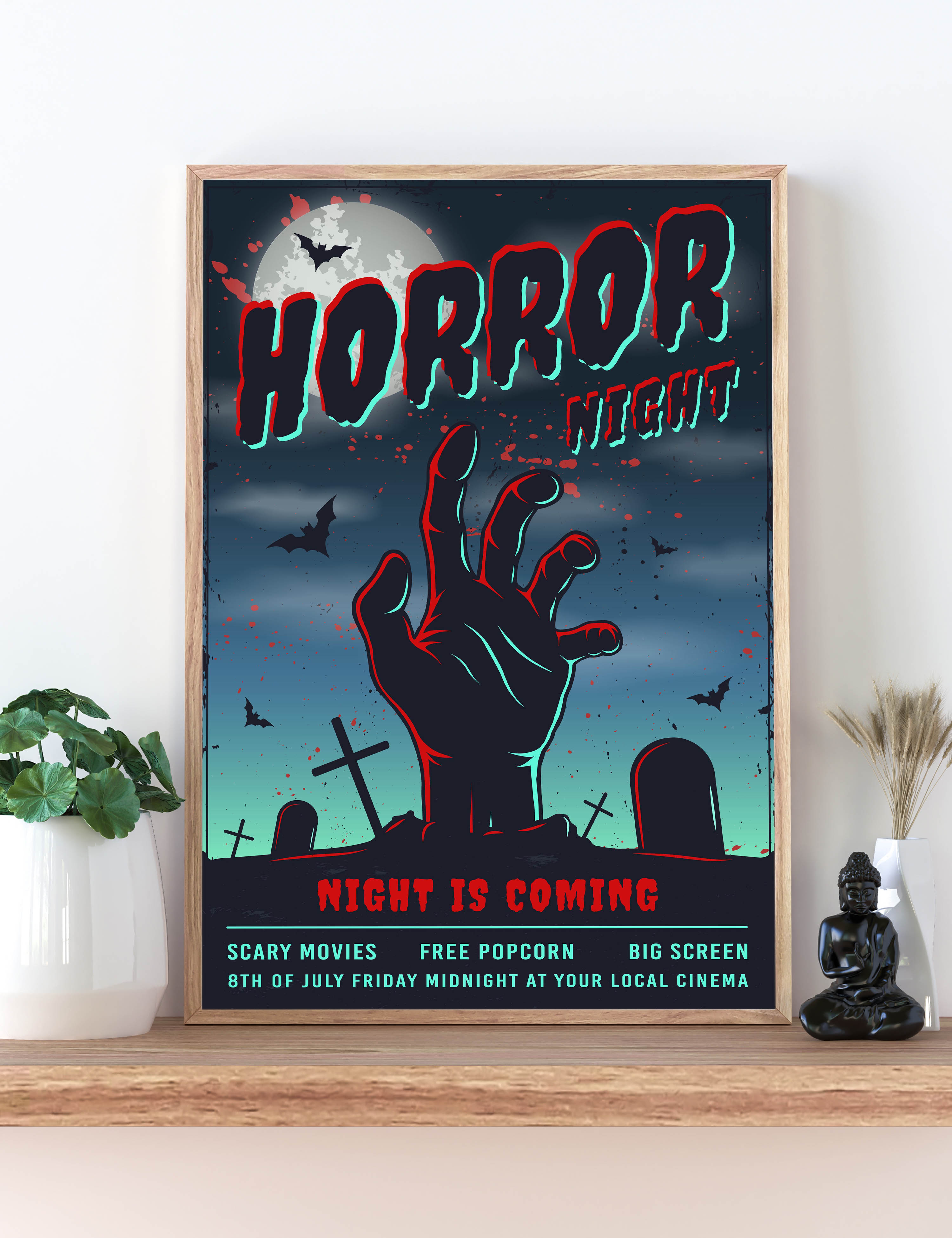 Retro Horror Night Movie Film Kunstdruck Poster P0407