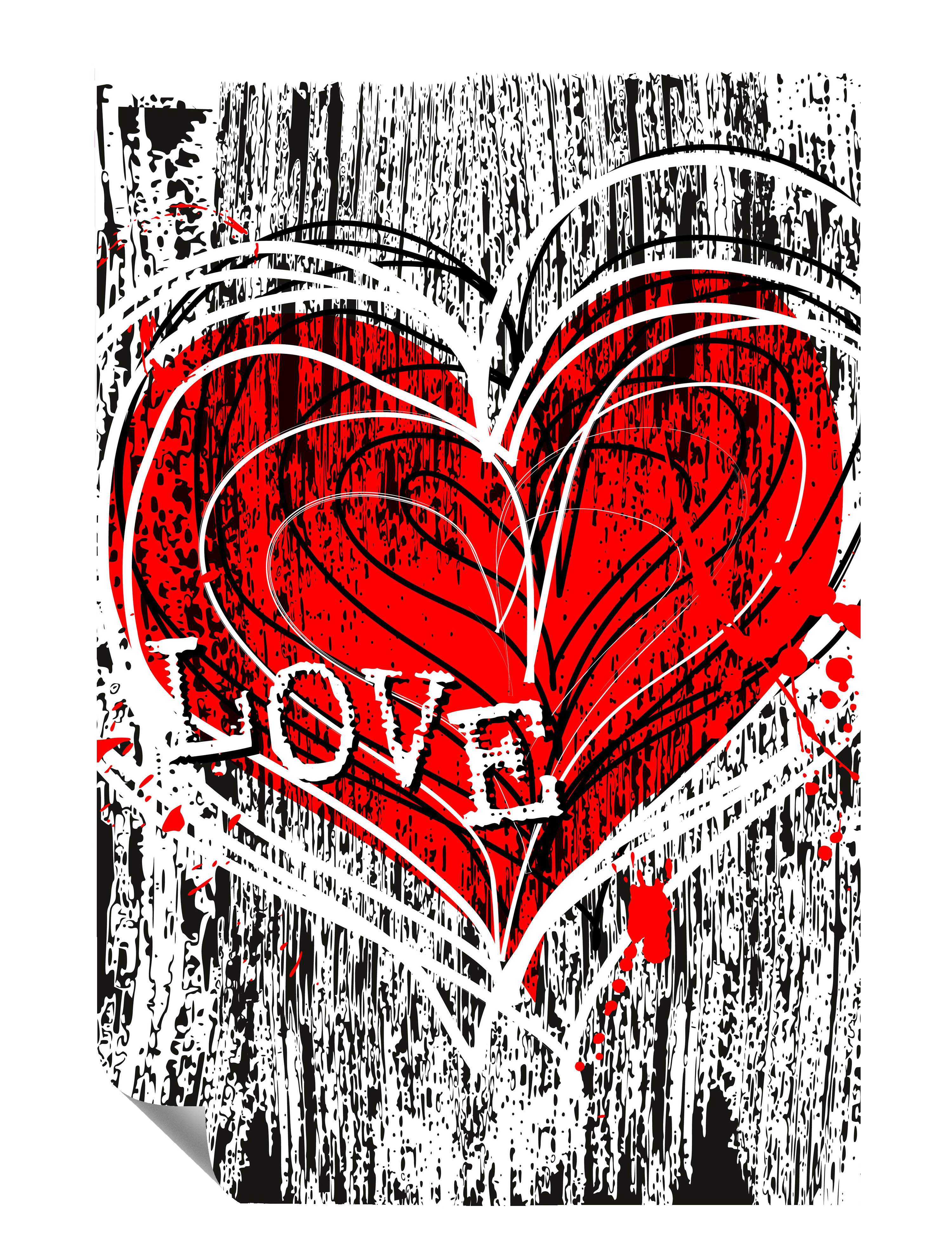 Herz  Zeichnung Liebe Rot  Kunstdruck Poster P0270