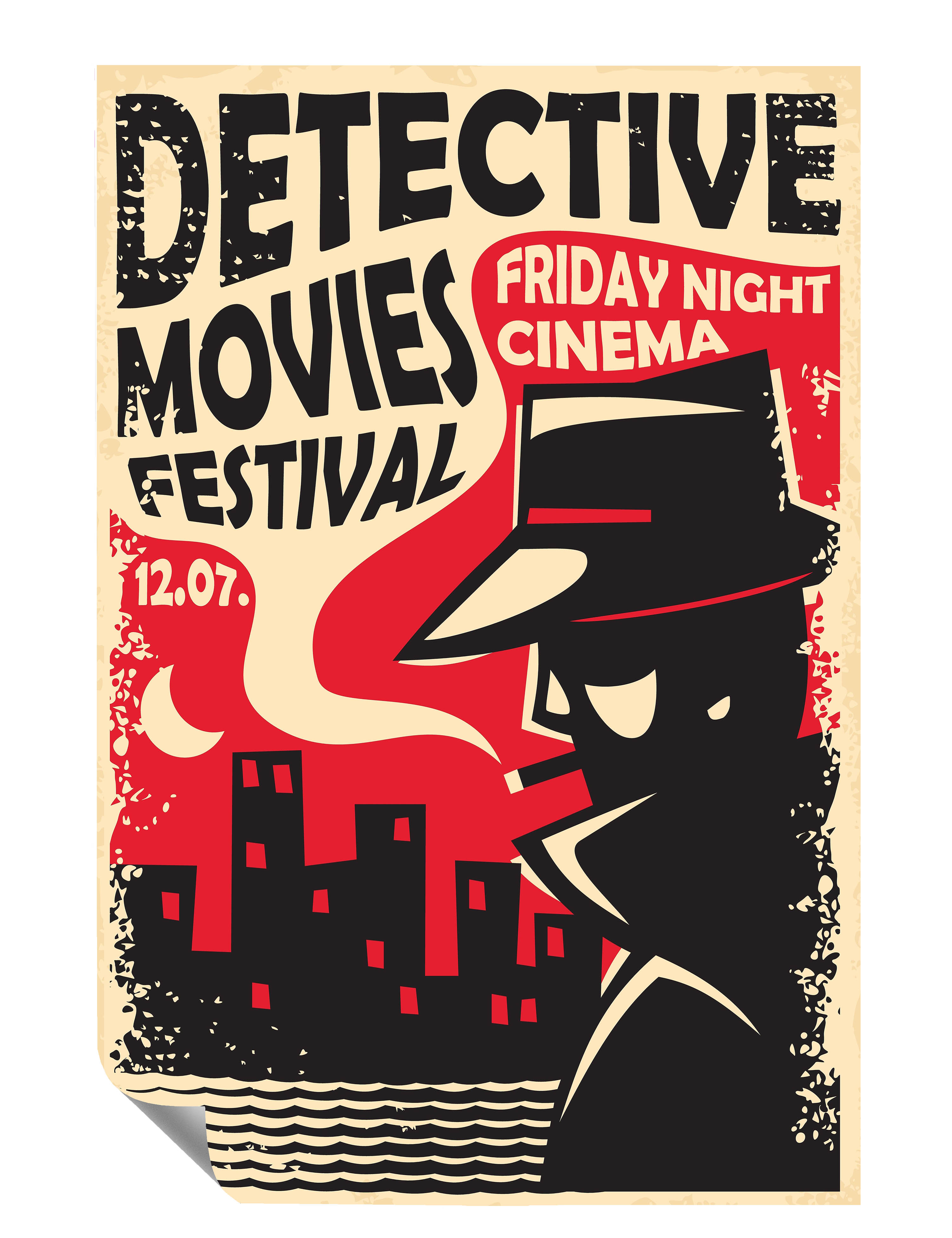 Retro Detektive Movie Festival Film Kunstdruck Poster P0411