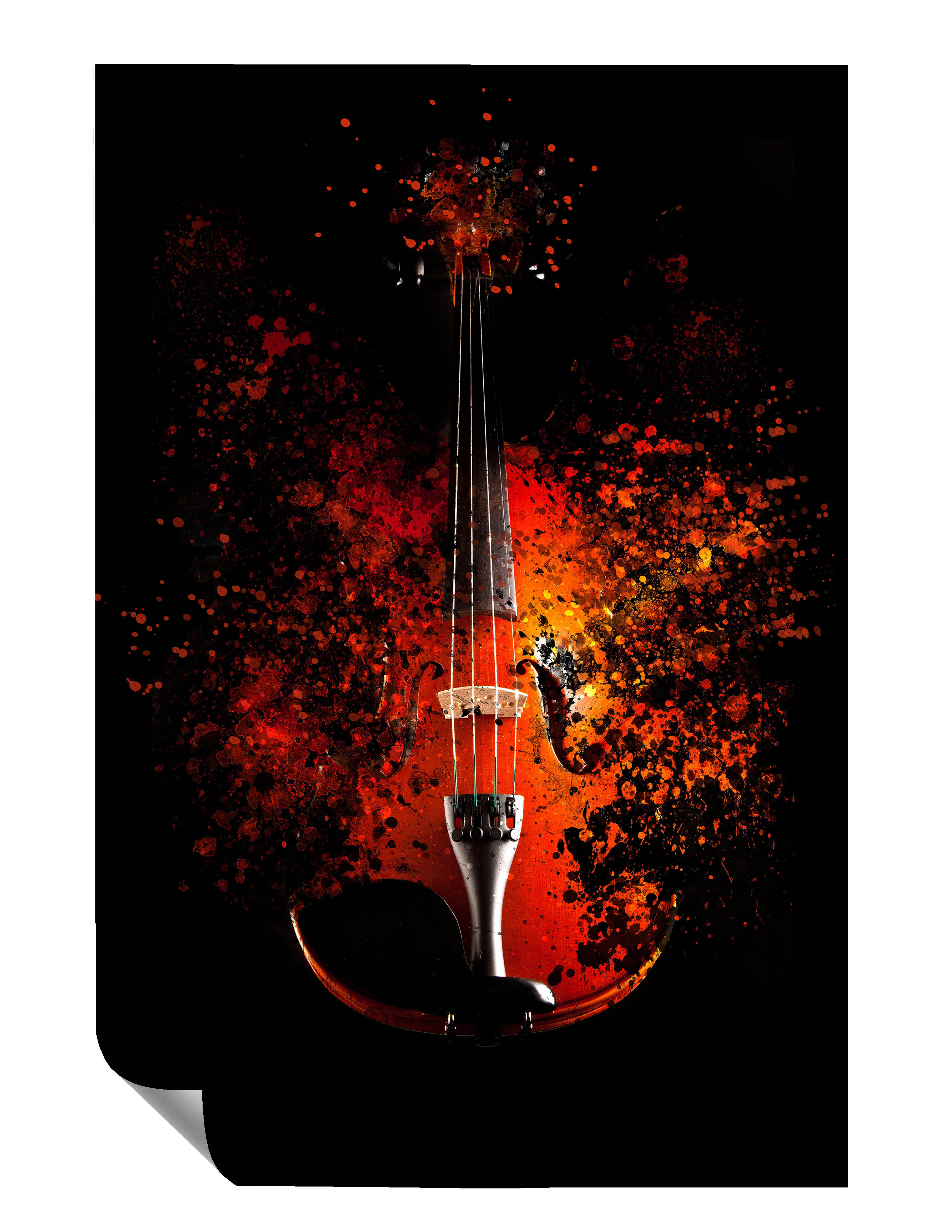 Geige Zerfall Farbklekse  Kunstdruck Poster P0346