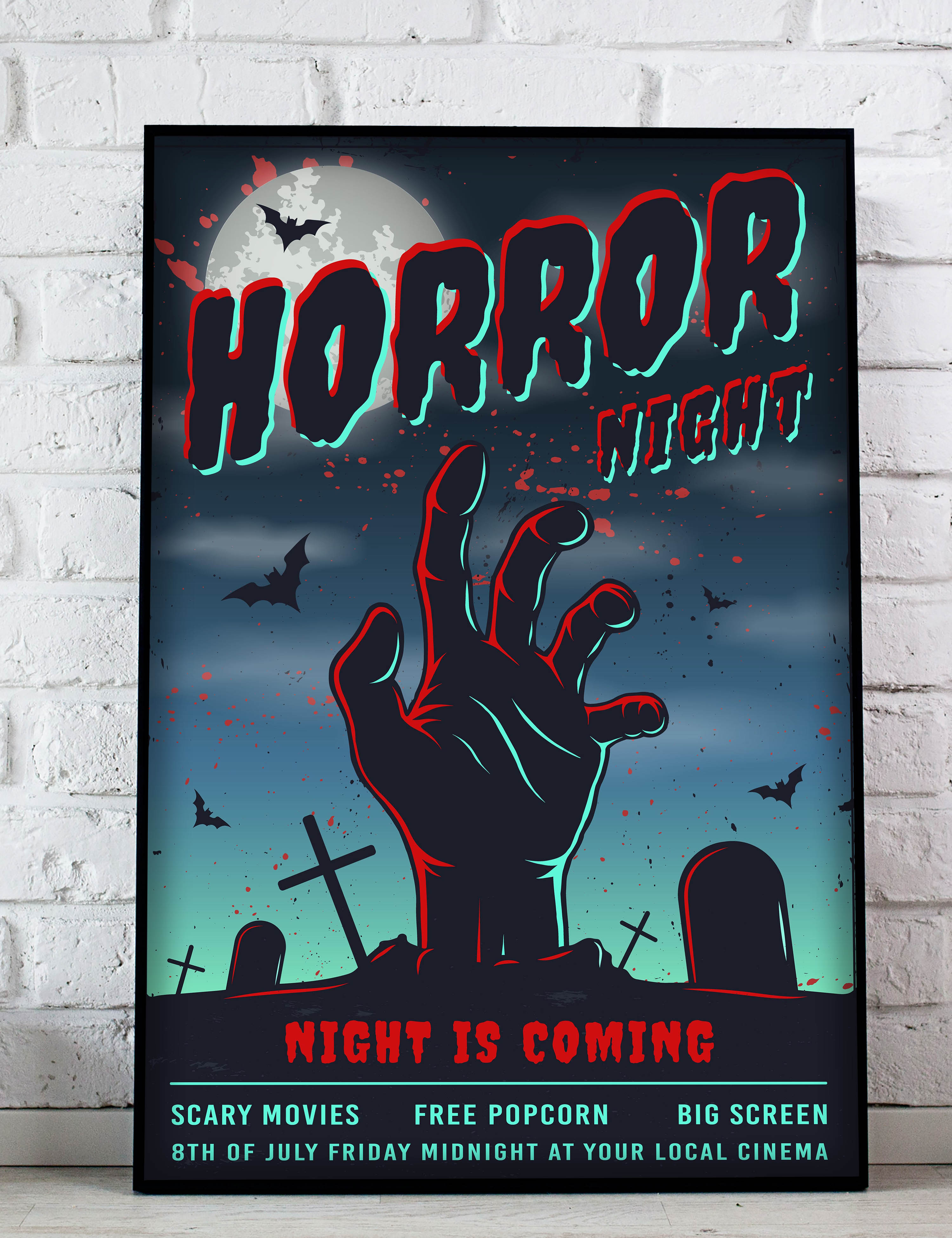 Retro Horror Night Movie Film Kunstdruck Poster P0407