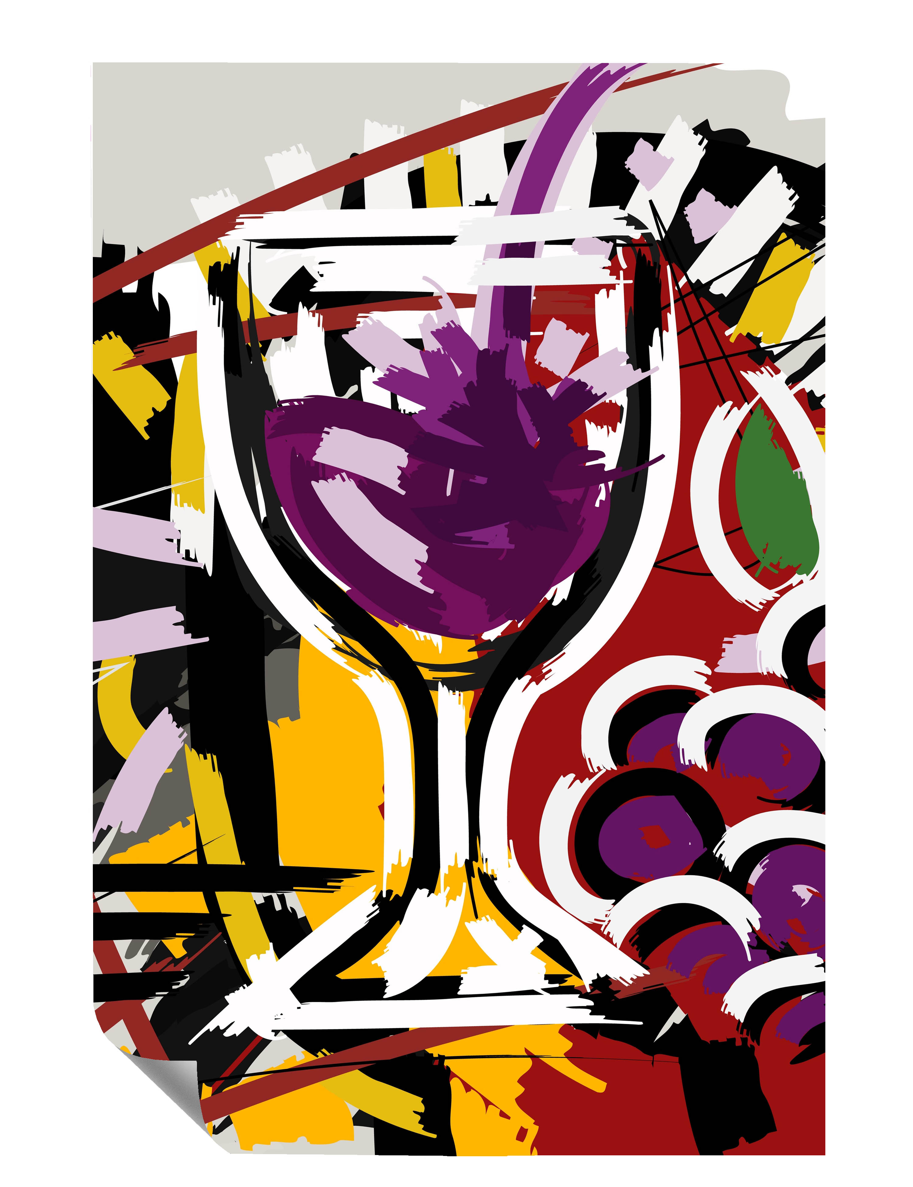 Weinglass Weintrauben Bunter Hintergrund Poster P0062