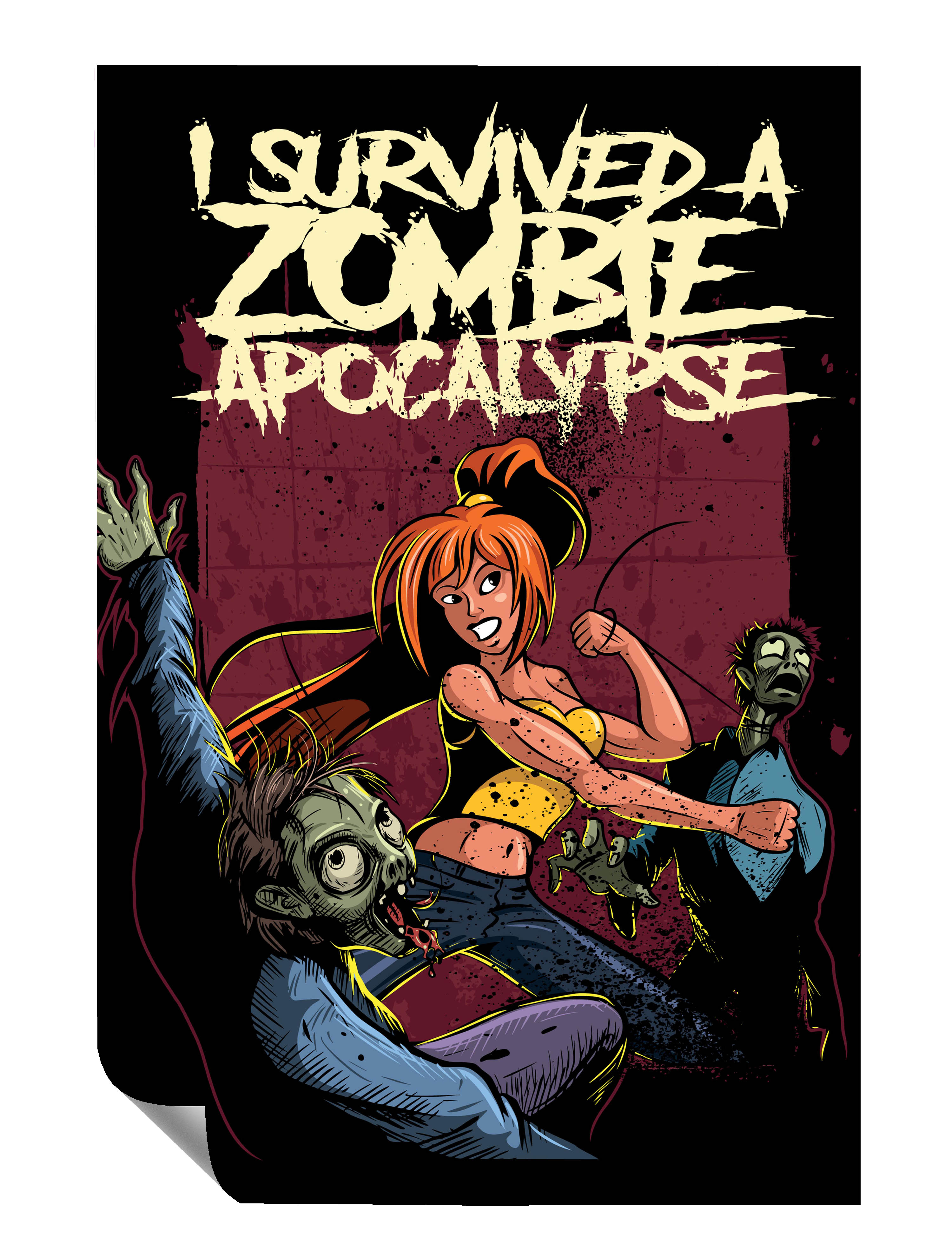 Zombie Frau Faustschlag Survived Apokalypse Poster P0009