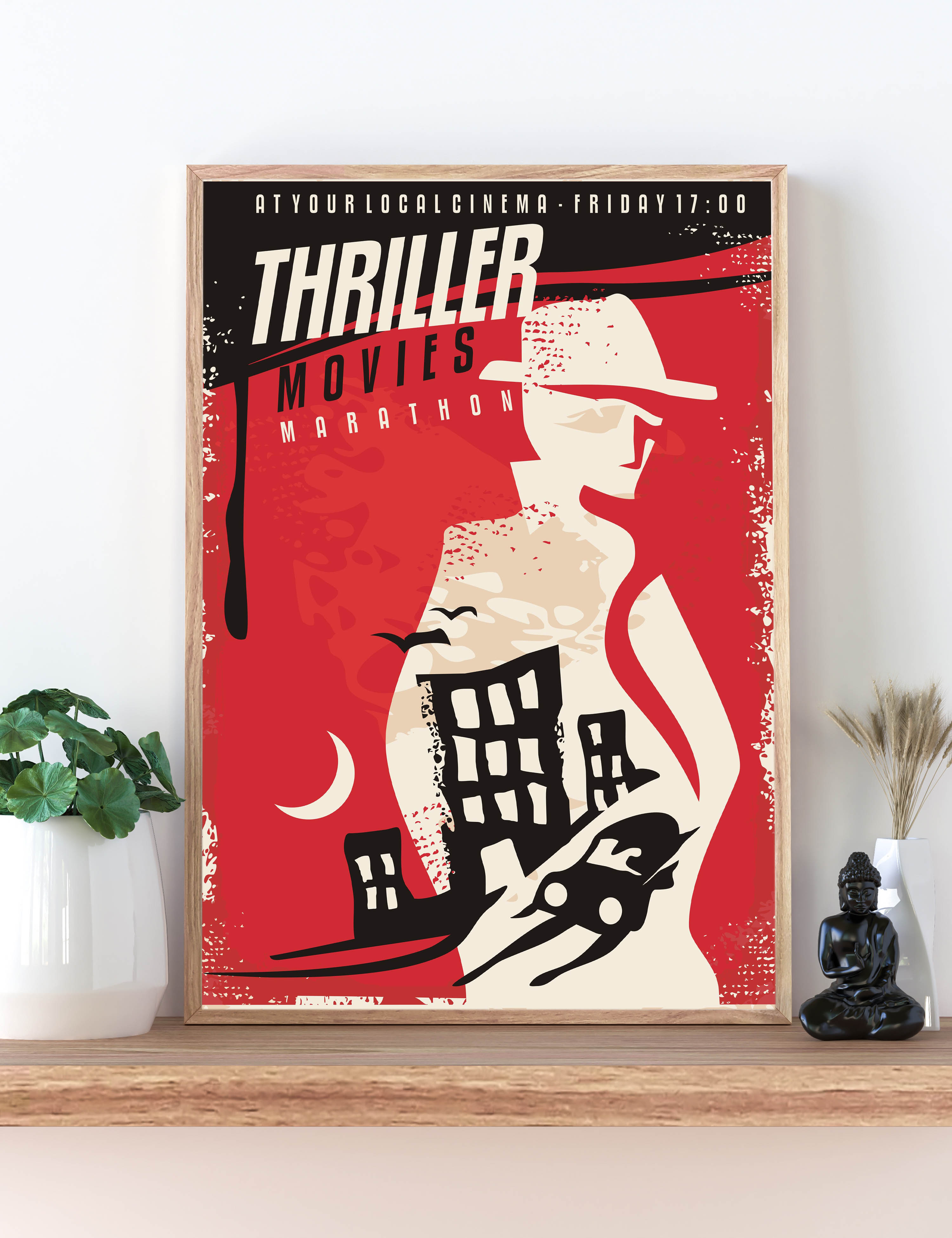 Retro Thriller Movie  Marathon Vintage Kunstdruck Poster P0417